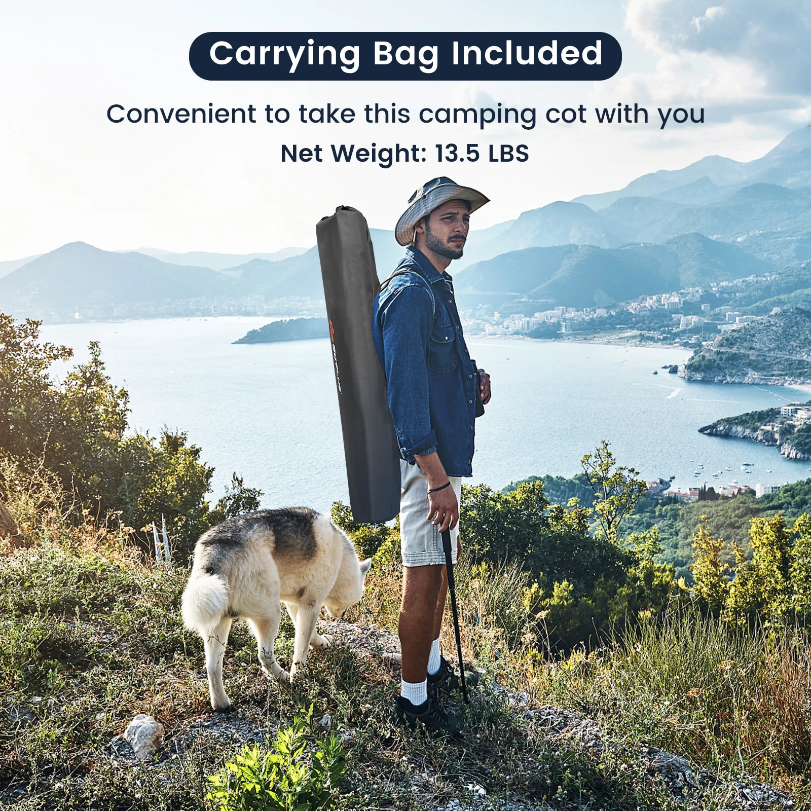 Folding Camping Cot, Gray - Image 5