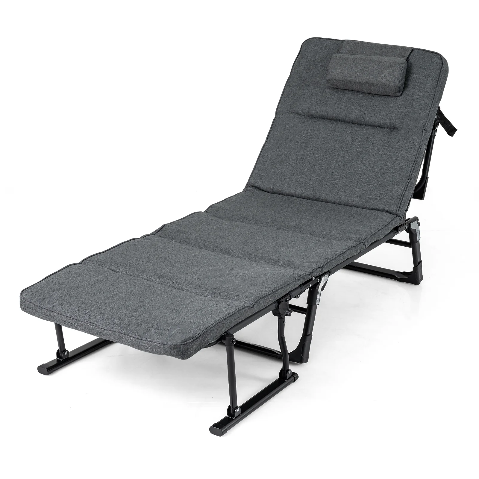 Folding Camping Cot With Mattress, 3 In 1 Convertible Sofa Sleeper, Gray - Image 2
