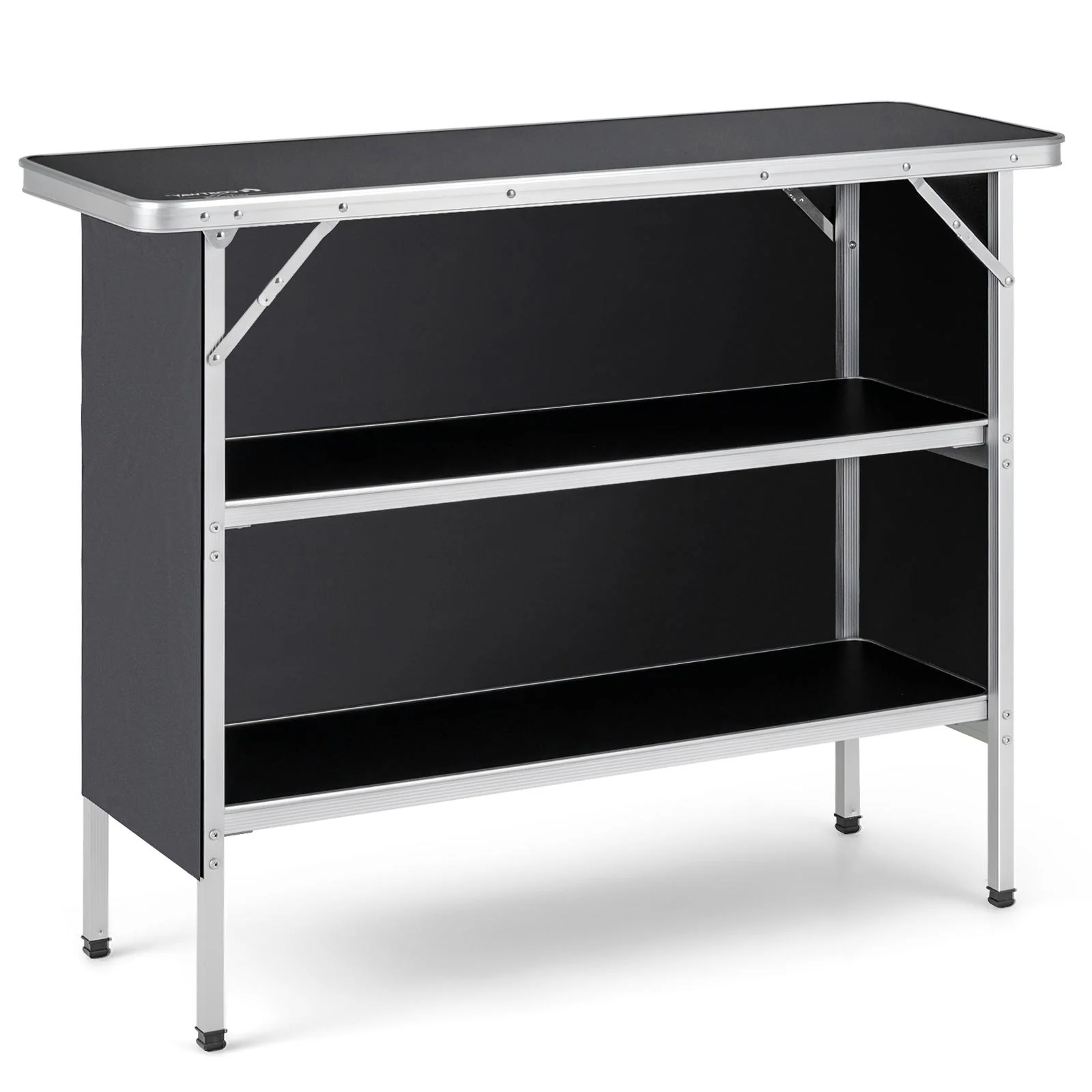 Folding Camping Table, 2-Tier Open Shelves, Outdoor BBQ, Black - Image 4