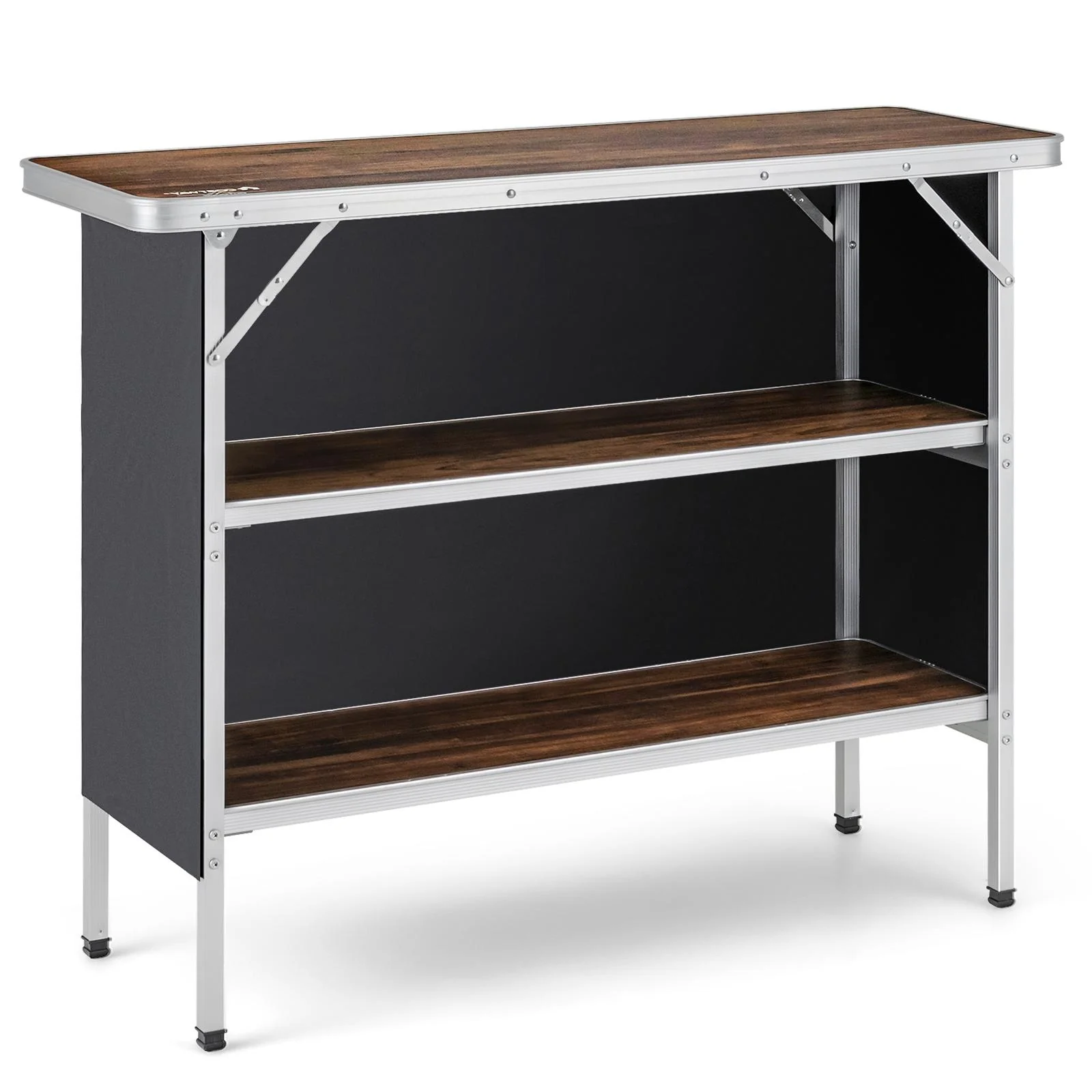Folding Camping Table With 2-Tier Shelves, Outdoor BBQ Coffee Table