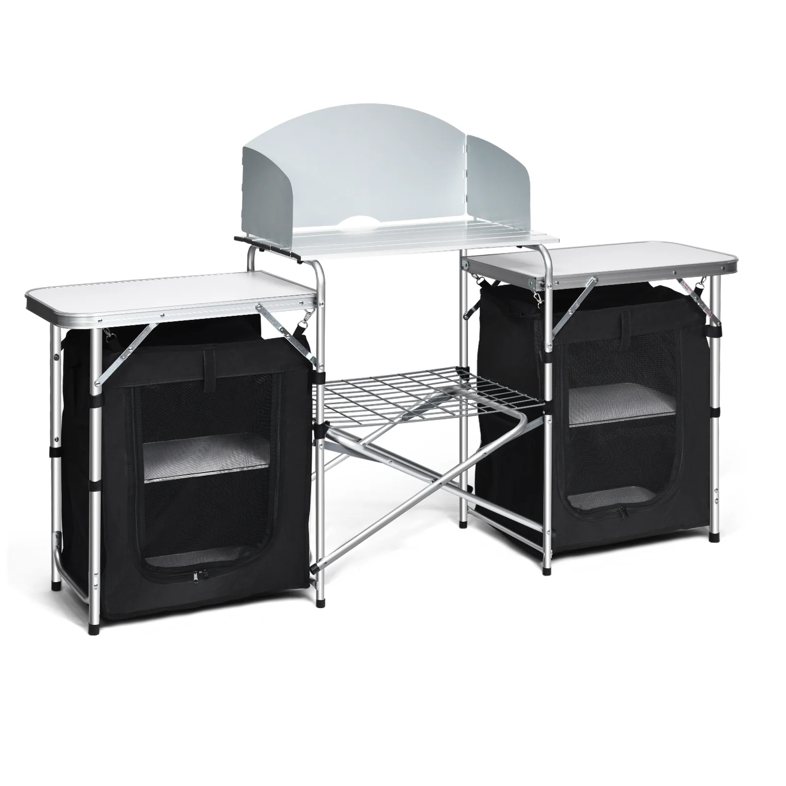 Folding Camping Table With Storage Organizer, Black - Image 4