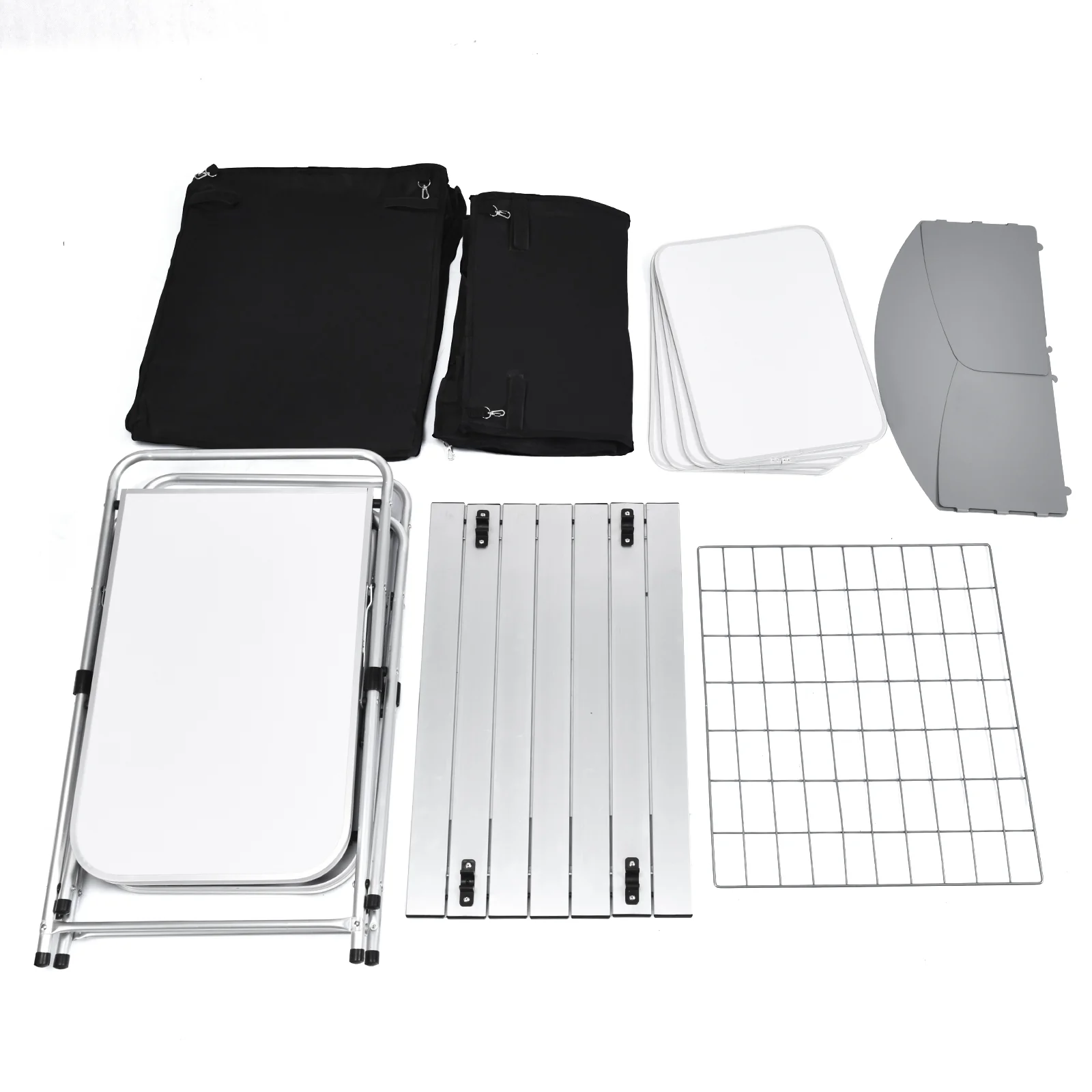 Folding Camping Table With Storage Organizer, Black - Image 8