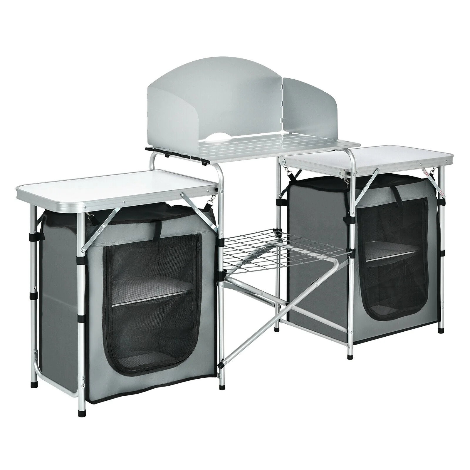 Folding Camping Table With Storage Organizer, Gray - Image 4
