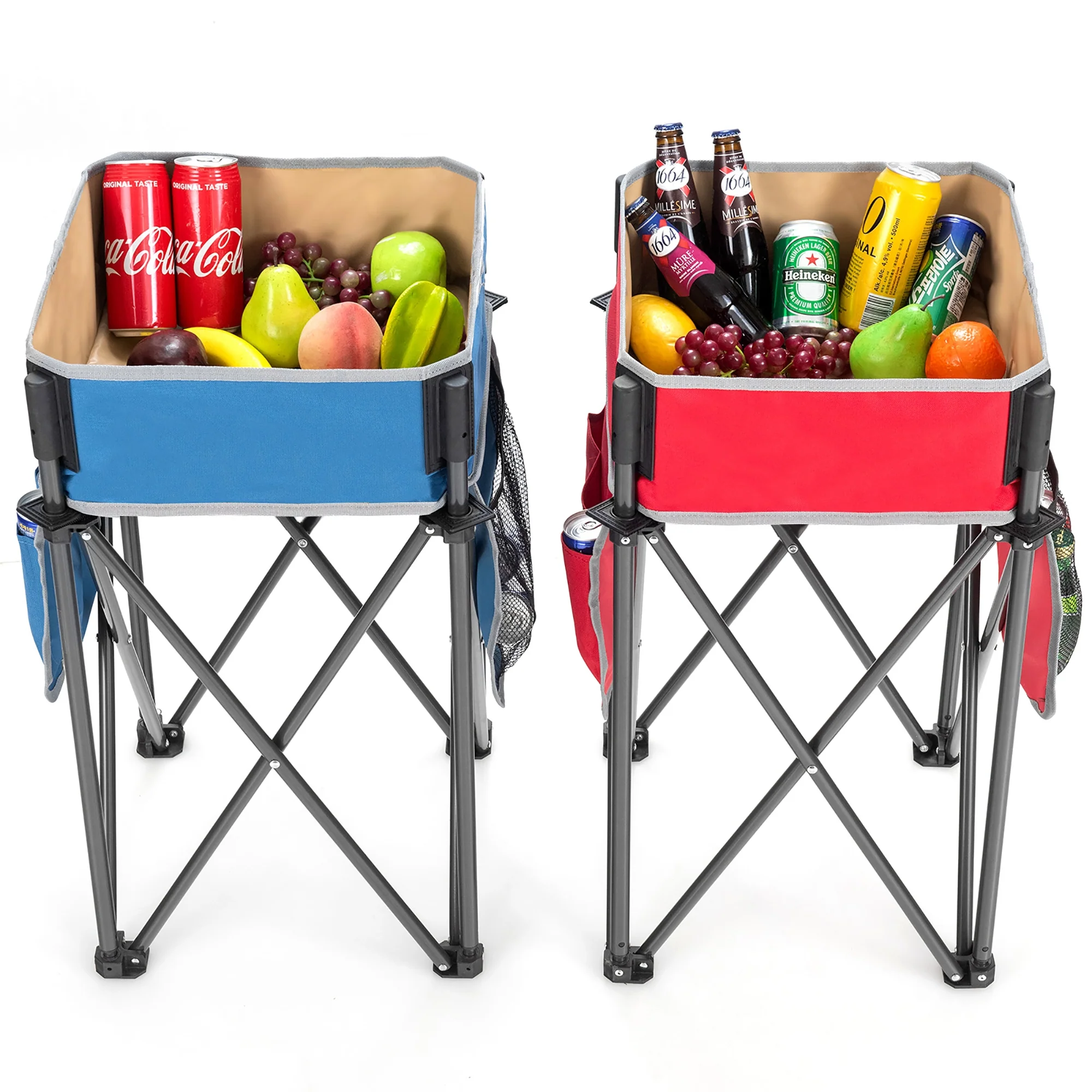 Folding Camping Tables, Large Capacity Storage Sink, BlueRed - Image 7