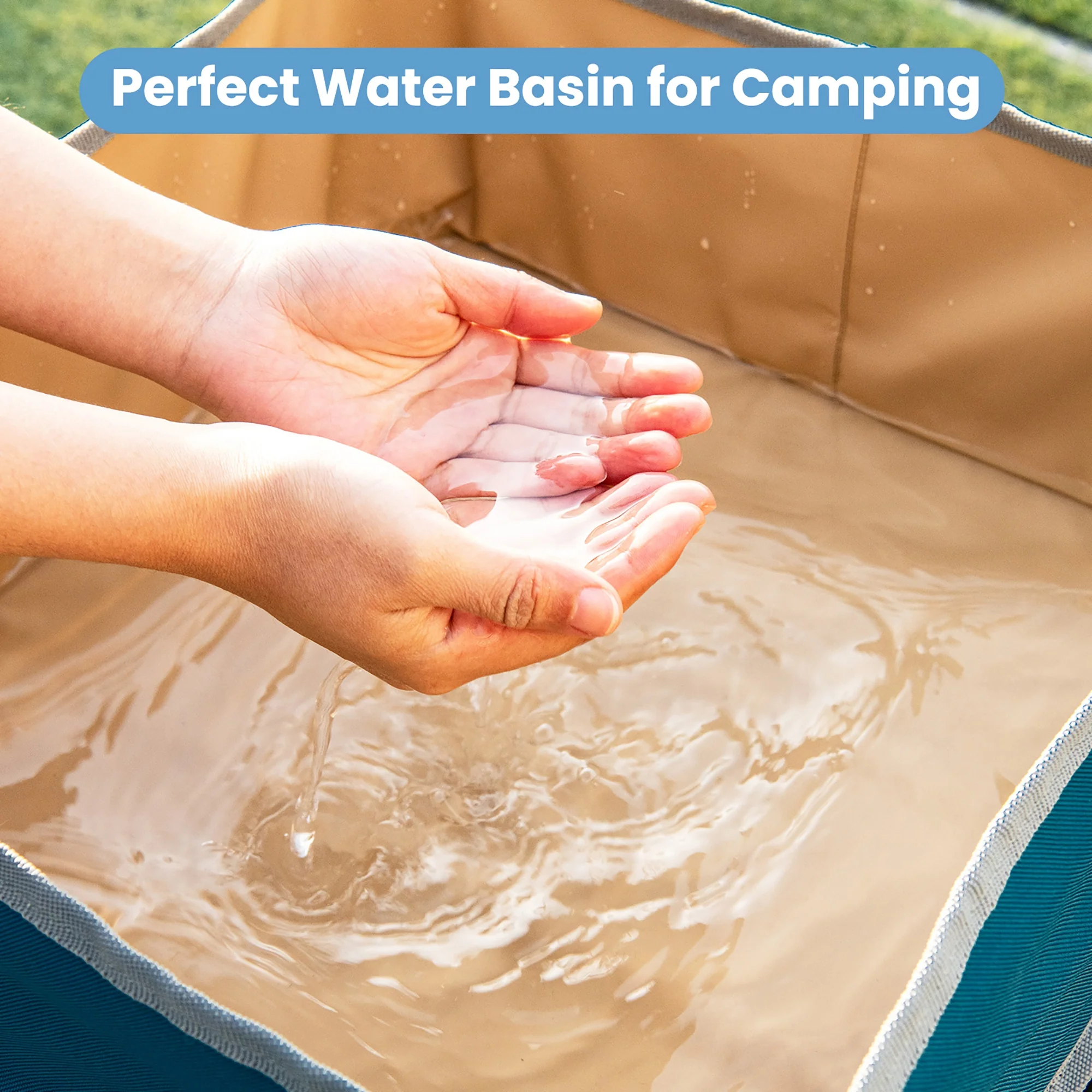 Folding Camping Tables, Large Capacity Storage Sink, BlueRed - Image 9