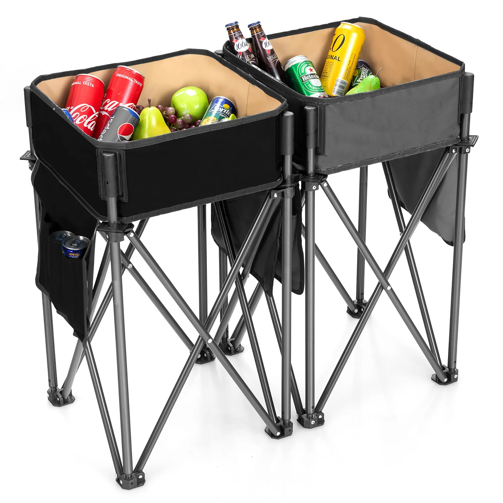 Folding Camping Tables With Storage Sink, Black