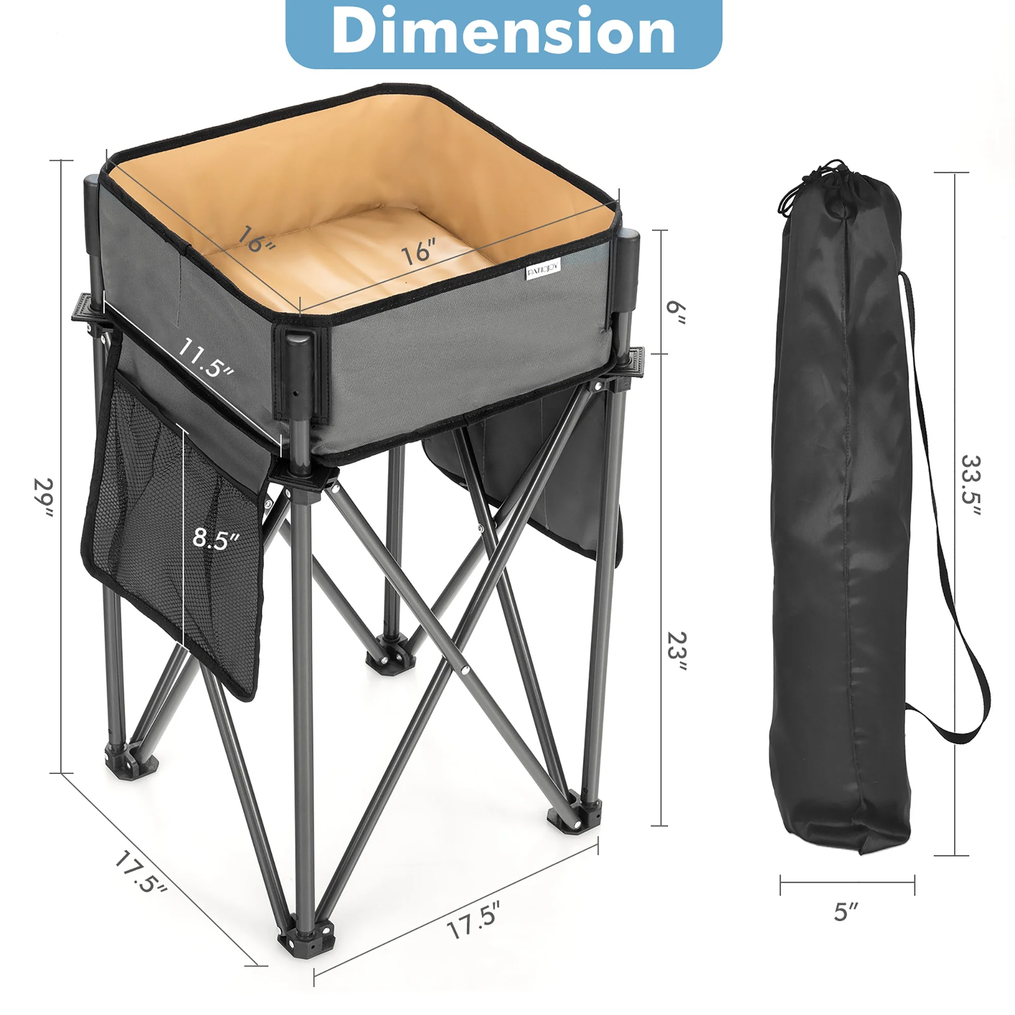 Folding Camping Tables With Storage Sink, Black - Image 5