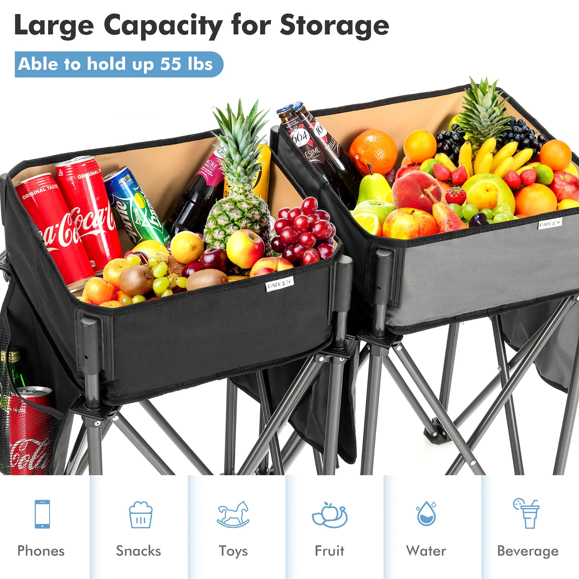 Folding Camping Tables With Storage Sink, Black - Image 6
