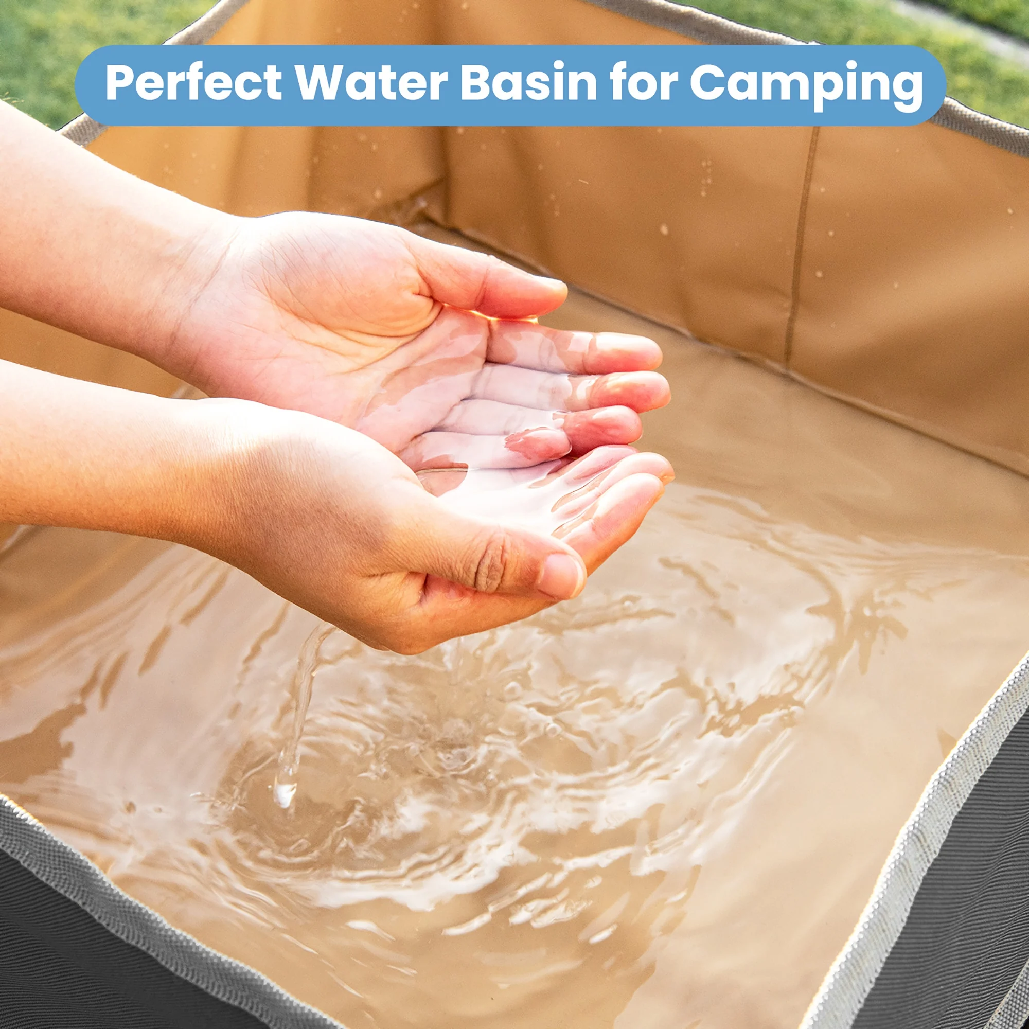 Folding Camping Tables With Storage Sink, Black - Image 9