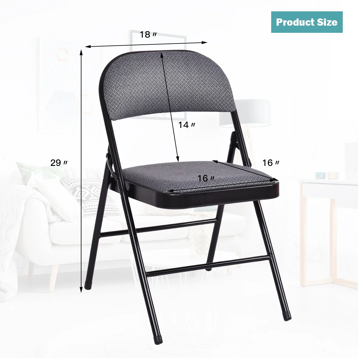 Folding Chair Set, Upholstered Seat, Fabric Backrest - Image 5