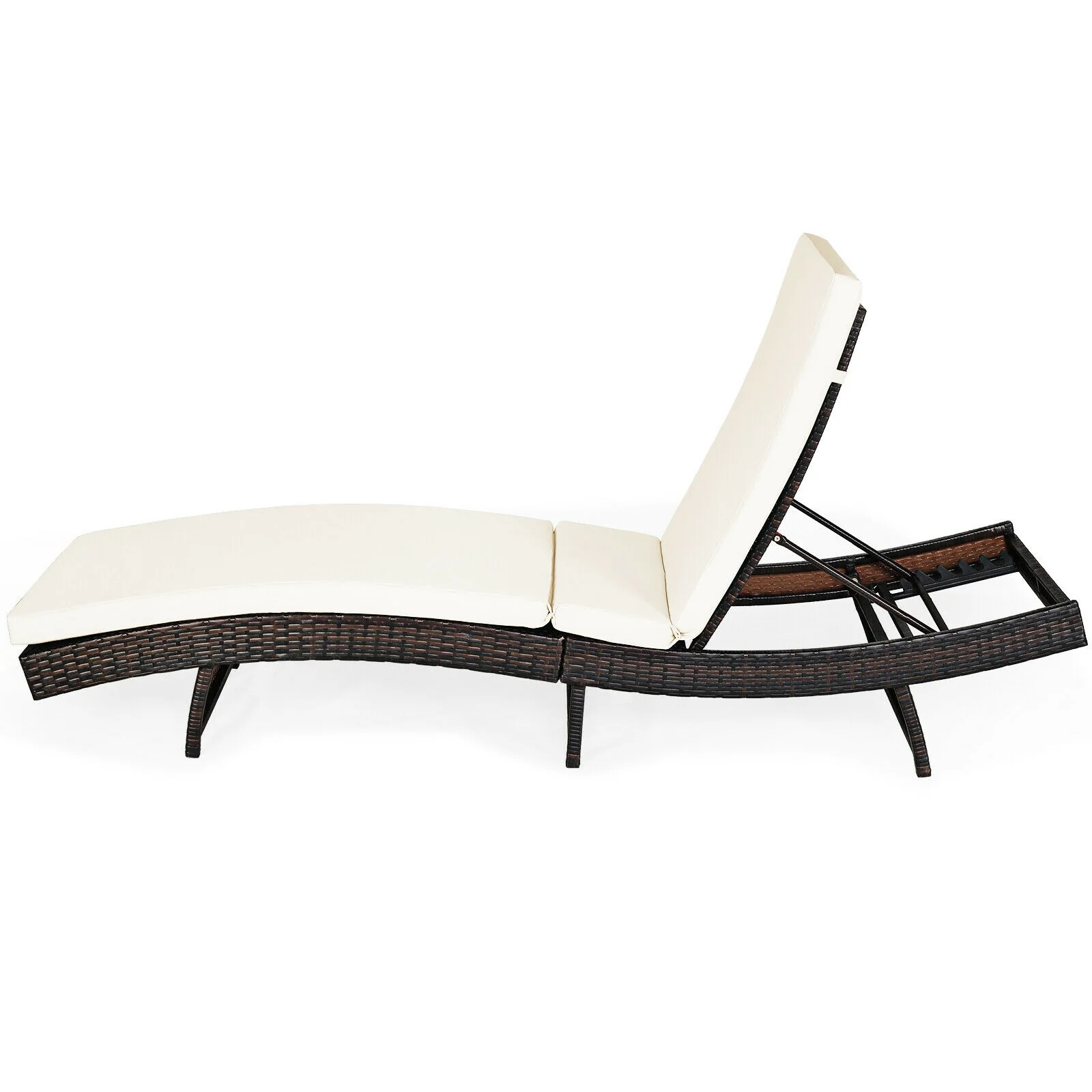 Folding Chaise Lounge, 5 Adjustable Levels With Cushion, White - Image 5