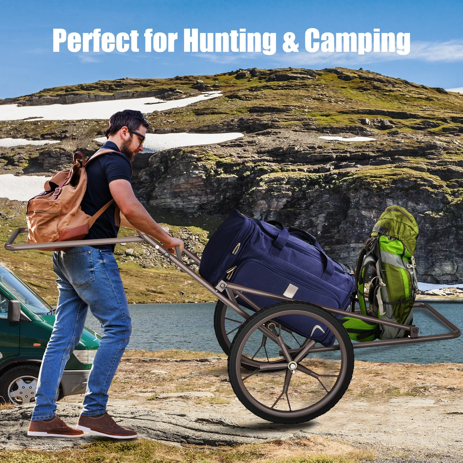 Larger Capacity Folding Deer Game Cart, Bronze - Image 2