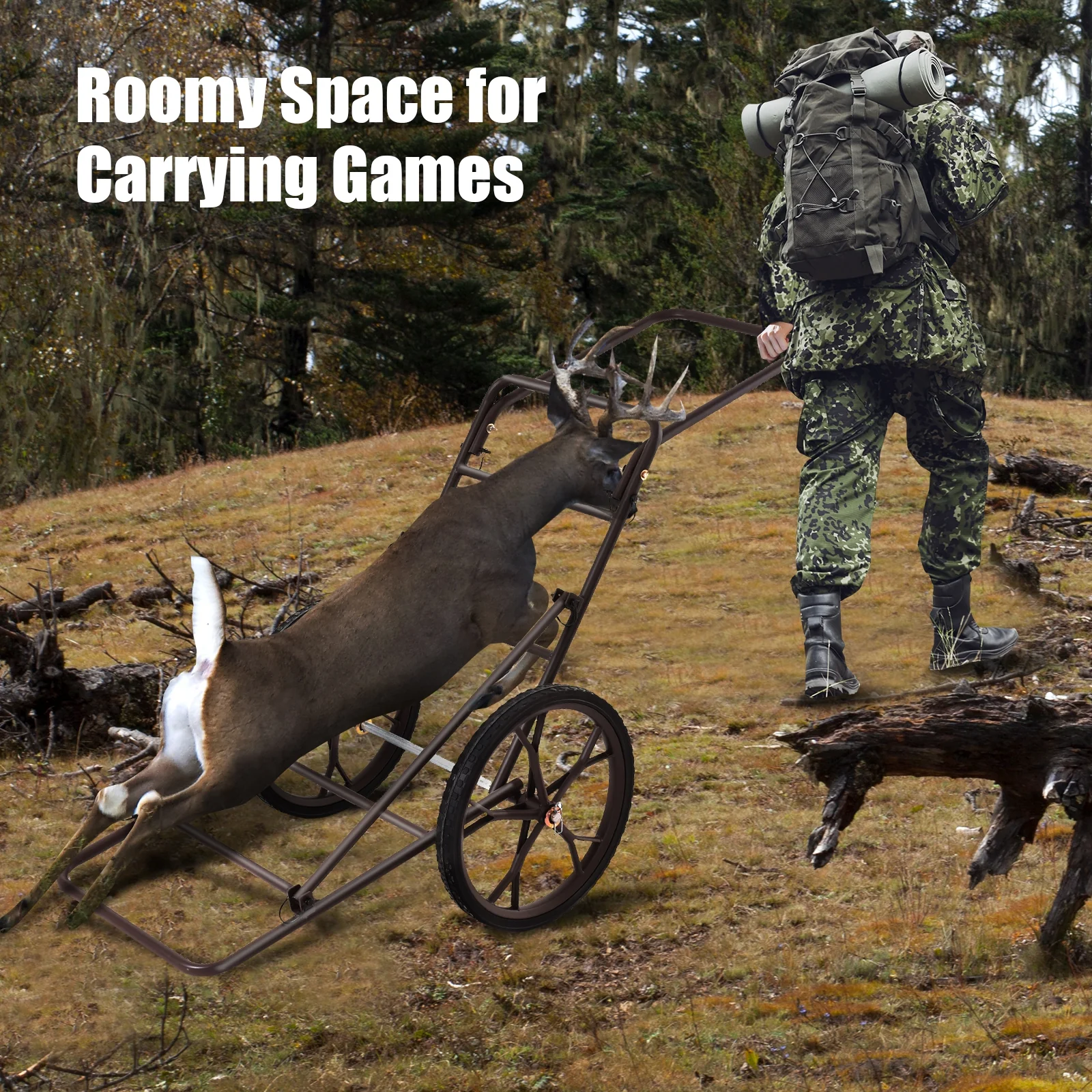 Larger Capacity Folding Deer Game Cart, Bronze - Image 8