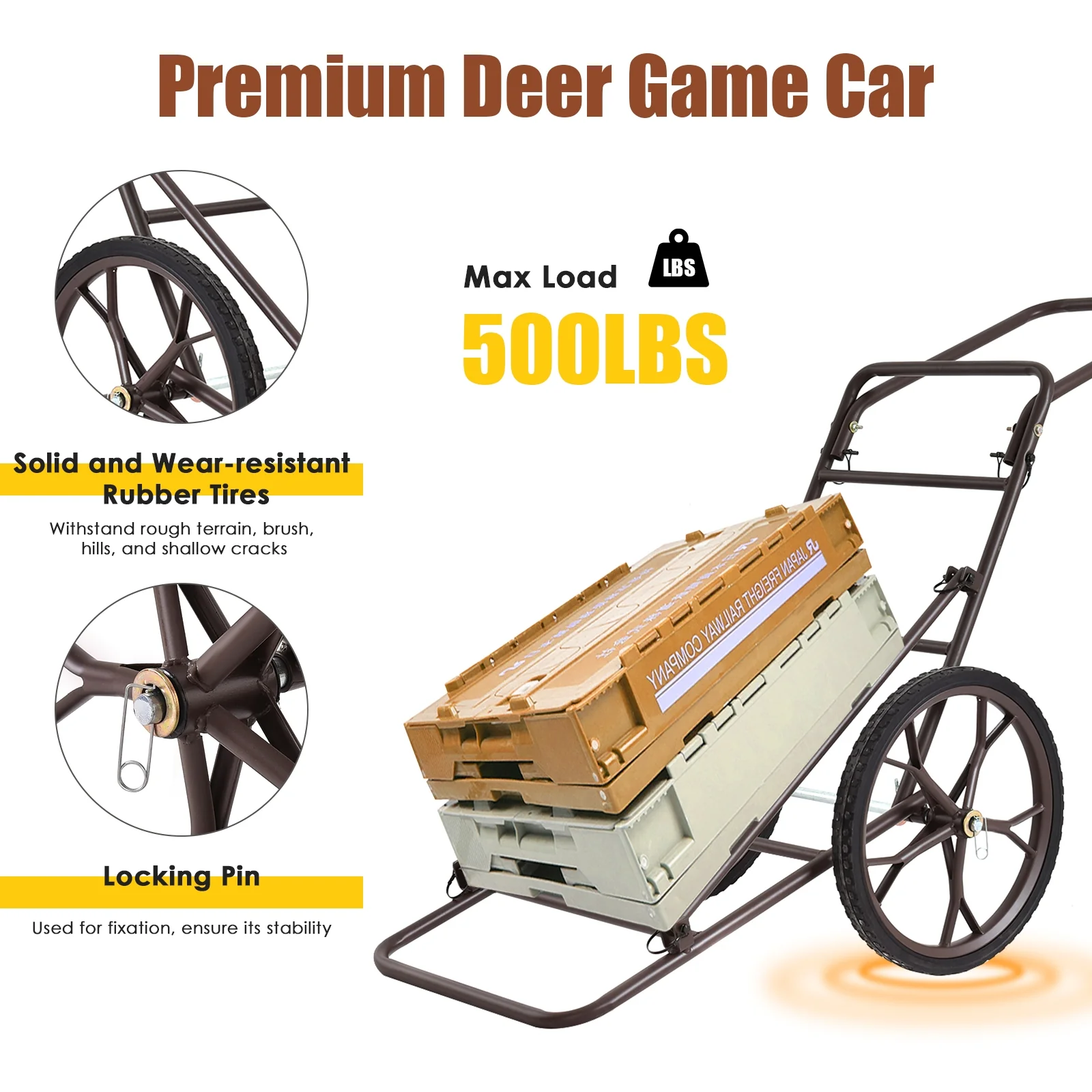Larger Capacity Folding Deer Game Cart, Bronze - Image 9