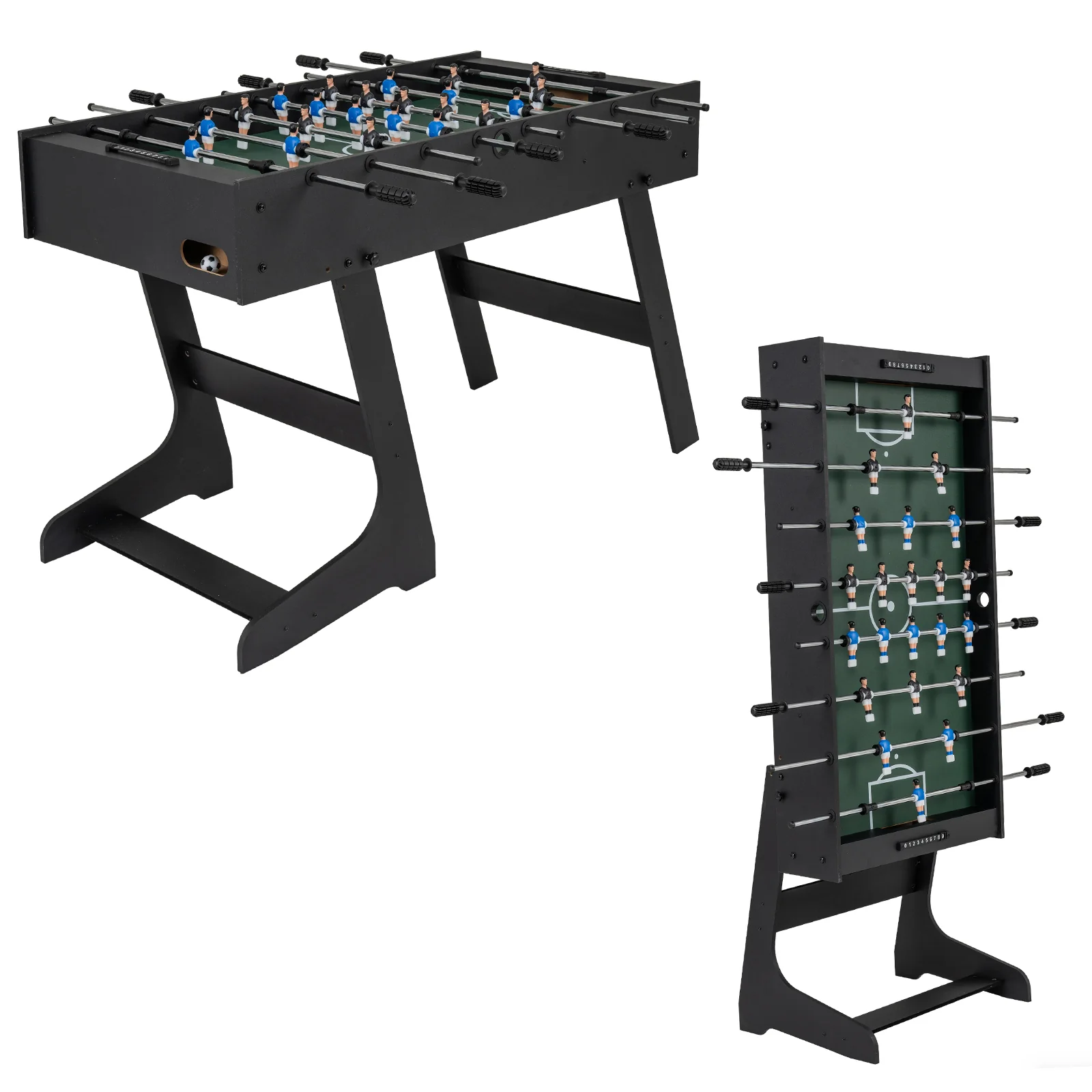 Folding Foosball Table 4ft x 2ft Competition-Sized Soccer Table with 2 Balls and Slide Scorers, Black - Image 2