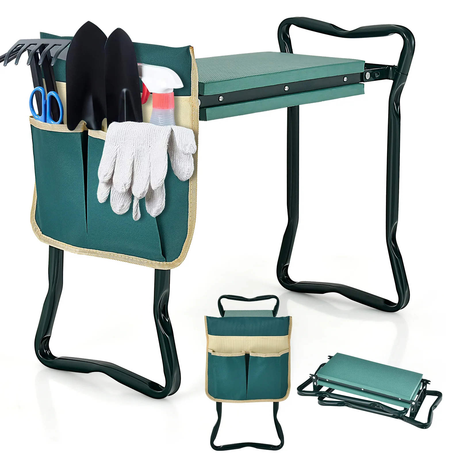 Folding Garden Kneeler Pad, Cushion Seat, Green - Image 5