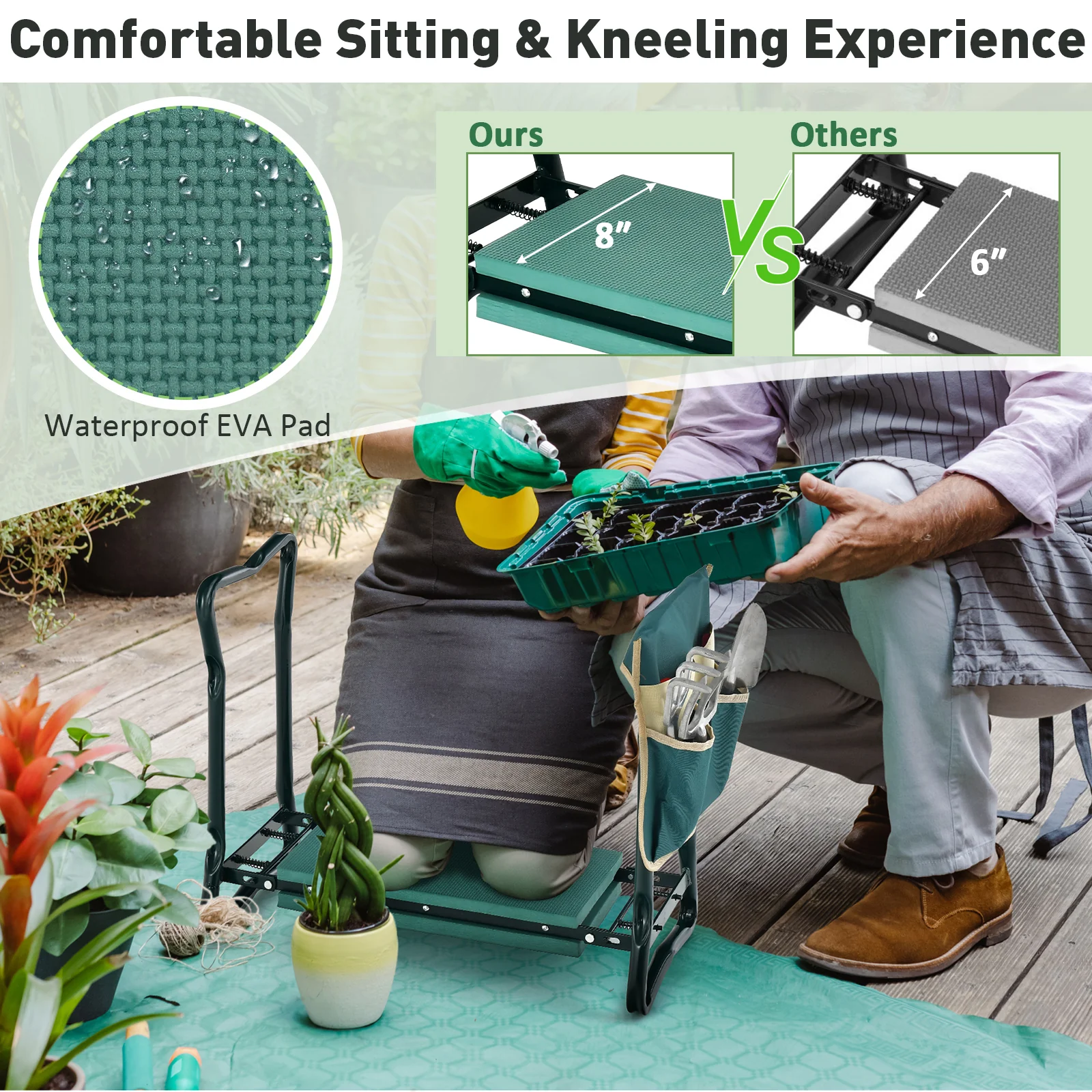 Folding Garden Kneeler Pad, Cushion Seat, Green - Image 8
