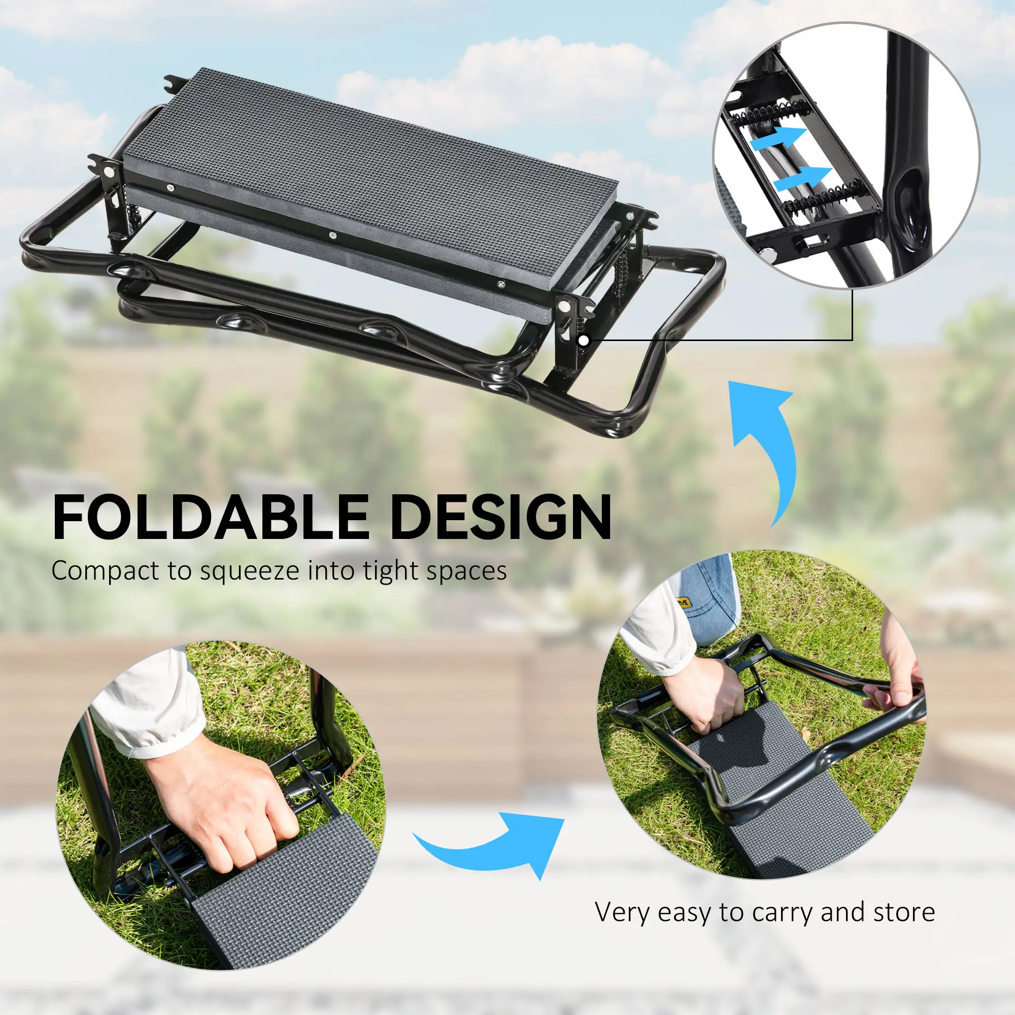 Folding Garden Kneeler Seat Stool With Thicken Pad - Image 5