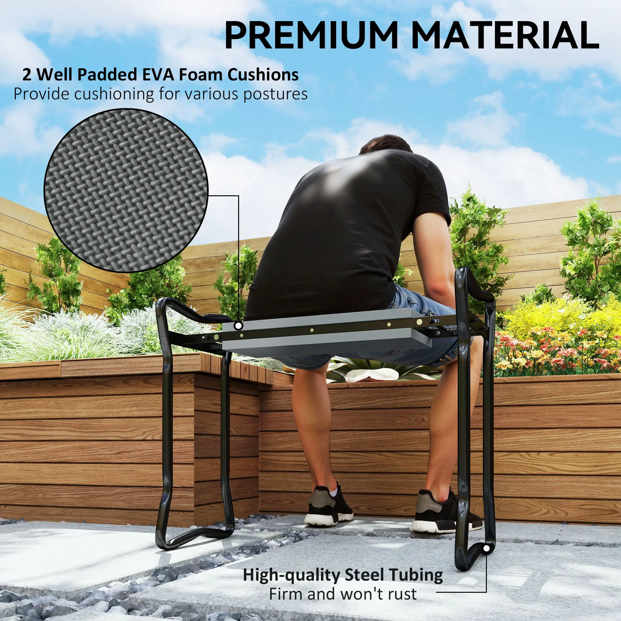 Folding Garden Kneeler Seat Stool With Thicken Pad - Image 6