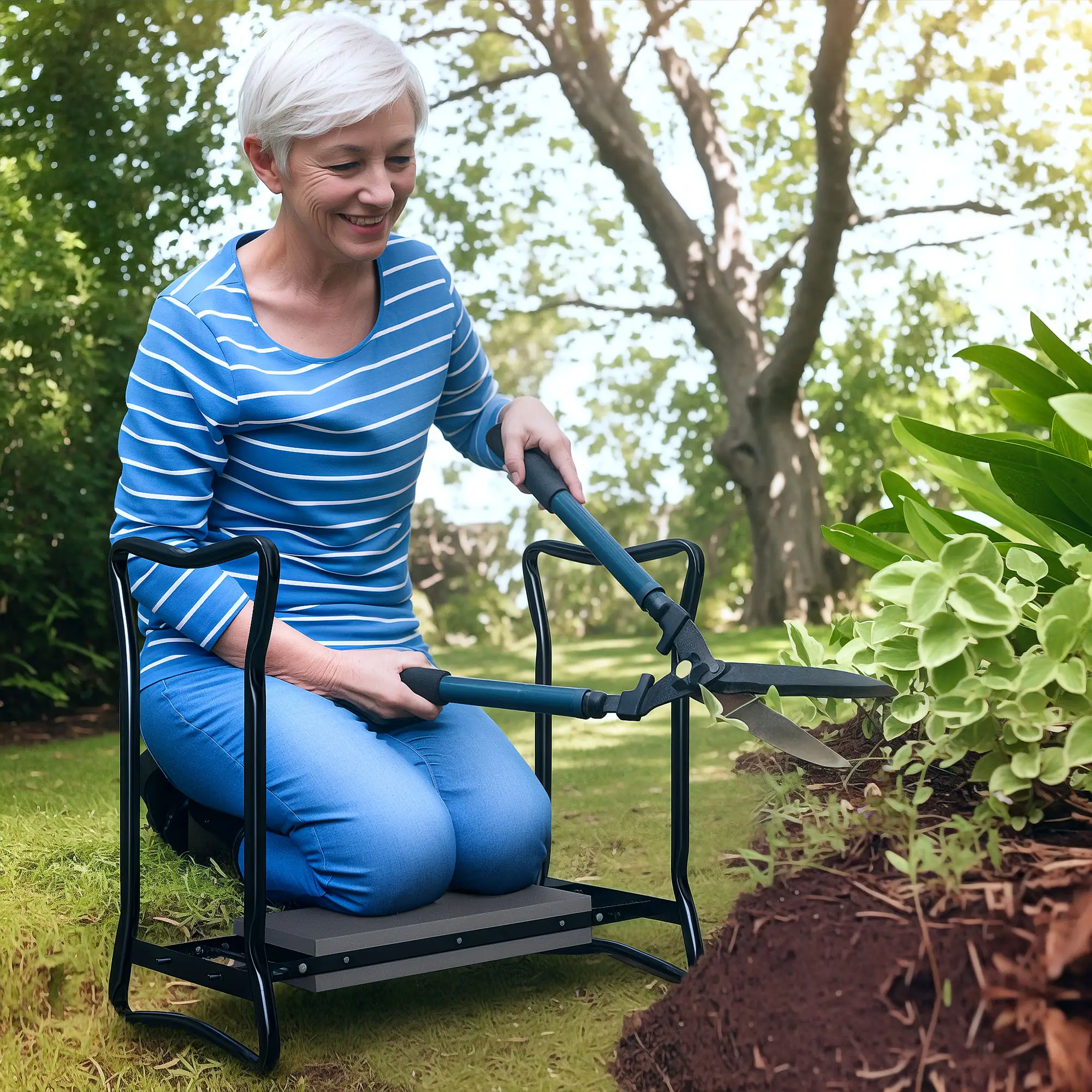 Folding Garden Kneeler Seat Stool With Thicken Pad - Image 7