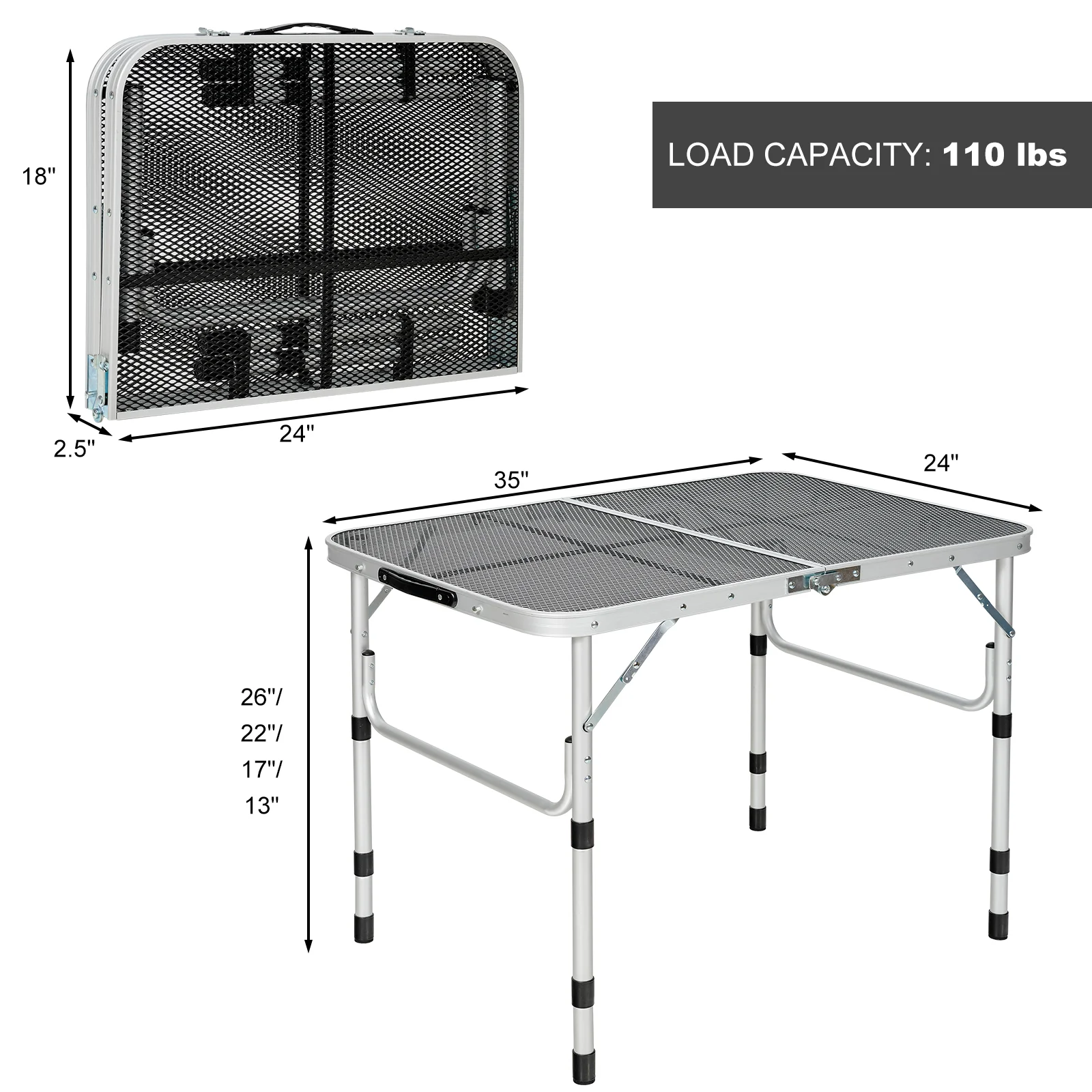 Folding Grill Table, Lightweight Aluminum, Silver - Image 5