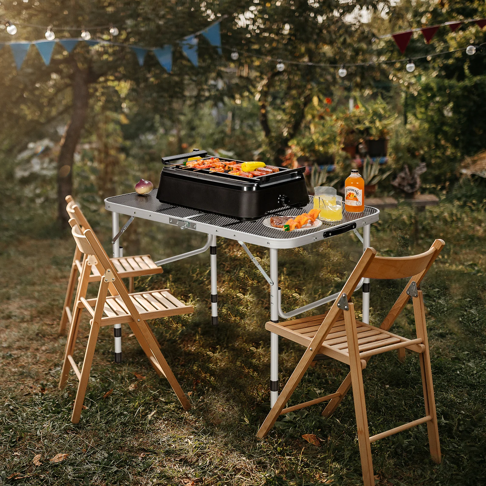 Folding Grill Table, Lightweight Aluminum, Silver - Image 7