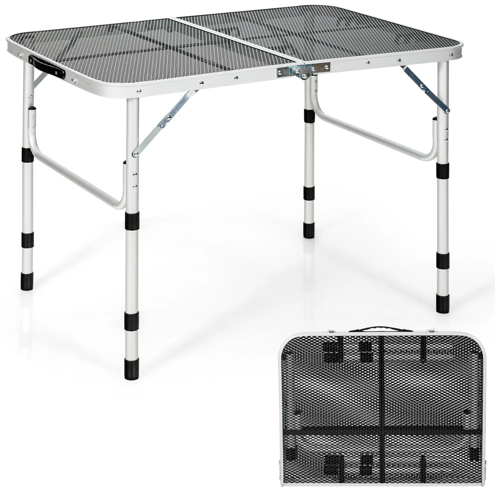 Folding Grill Table, Lightweight Aluminum, Silver - Image 9