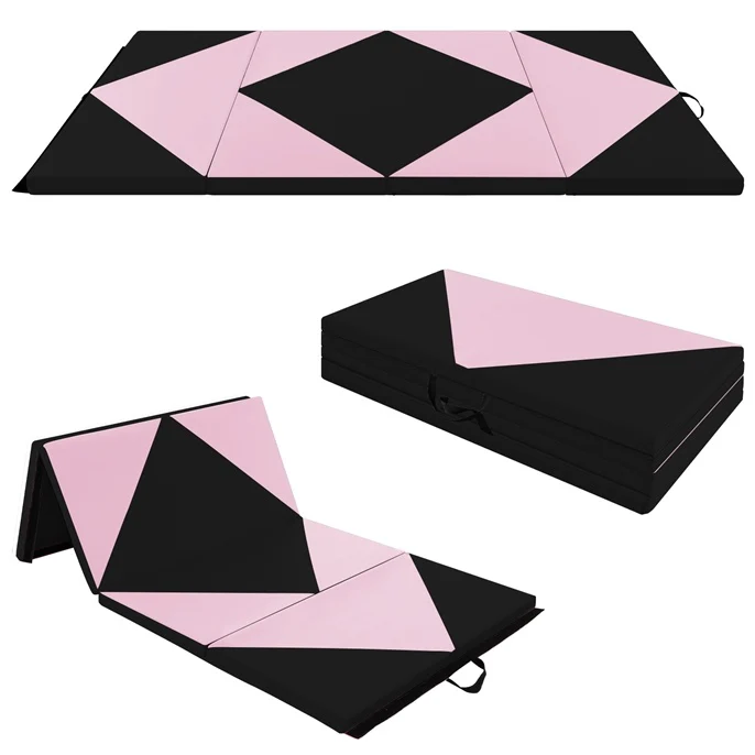 Folding Gymnastics Mat & Portable Floor Balance Beam Set