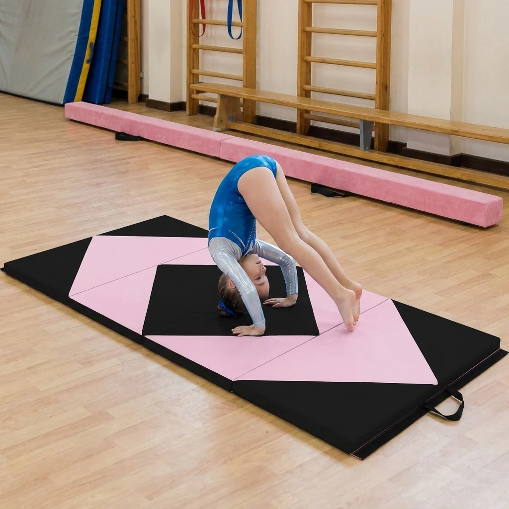 Folding Gymnastics Mat & Portable Floor Balance Beam Set - Image 7