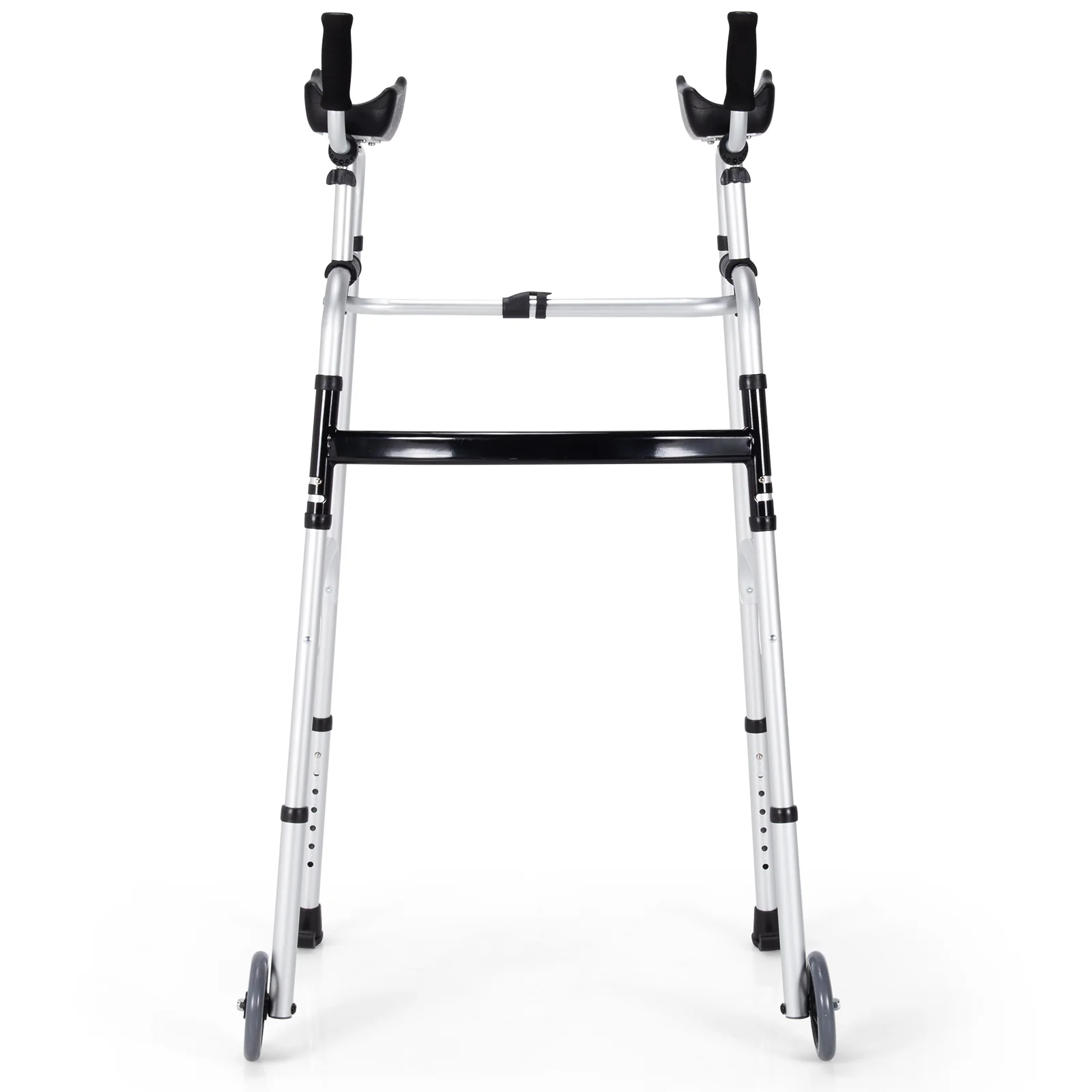 Folding Height Adjustable Walking Frame, Silver - Image 7
