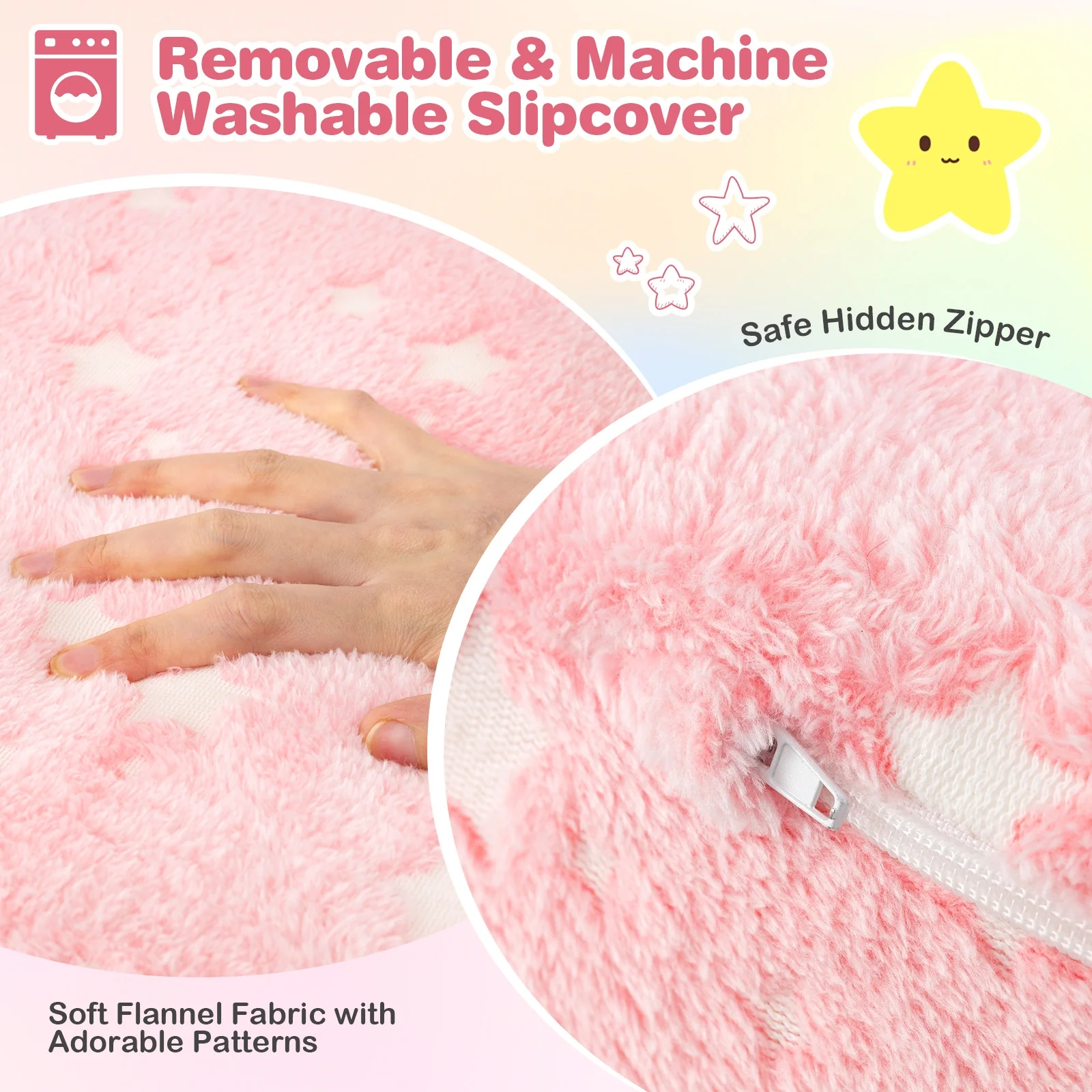 Folding Kids Couch With Glow In The Dark Blanket, Pink - Image 10