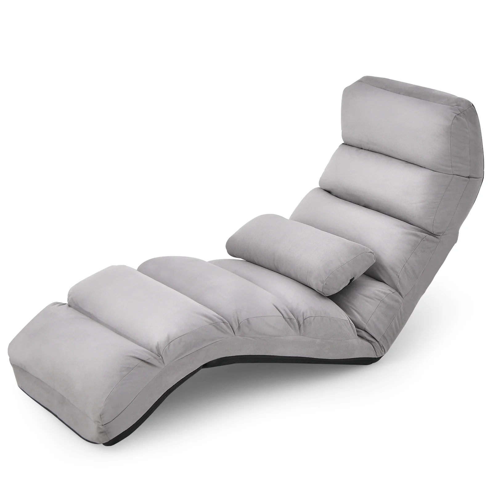Folding Lazy Sofa Couch with Pillow, Gray