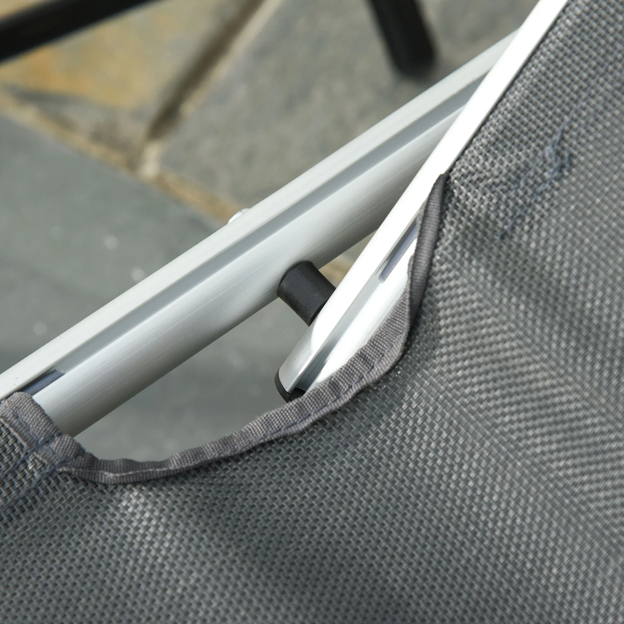 Folding Lounge Chair, Adjustable Backrest, Aluminum Frame, Grey - Image 7