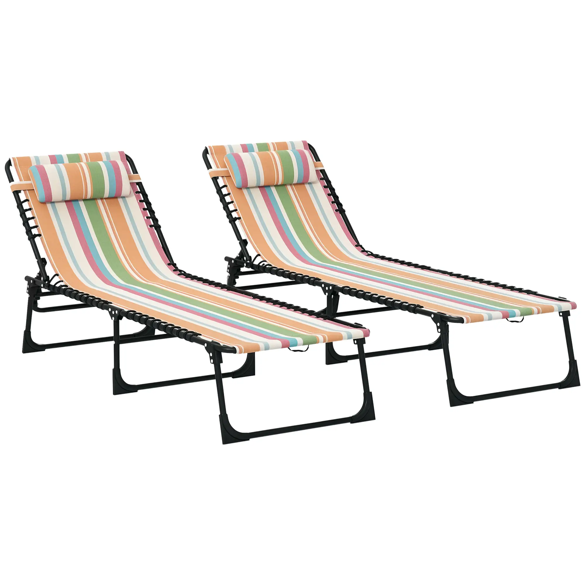Folding Lounge Chair, Adjustable Chaise With Headrest, Multi-Colored - Image 11