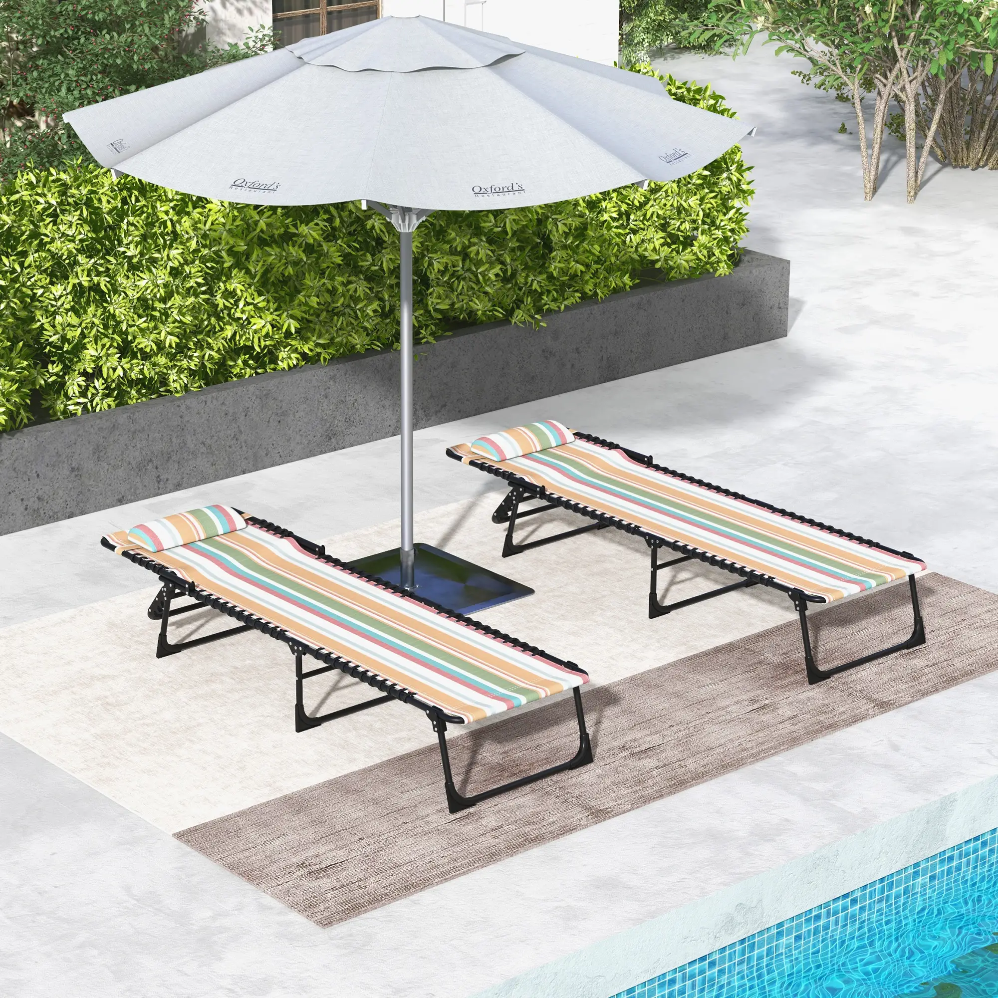Folding Lounge Chair, Adjustable Chaise With Headrest, Multi-Colored - Image 7
