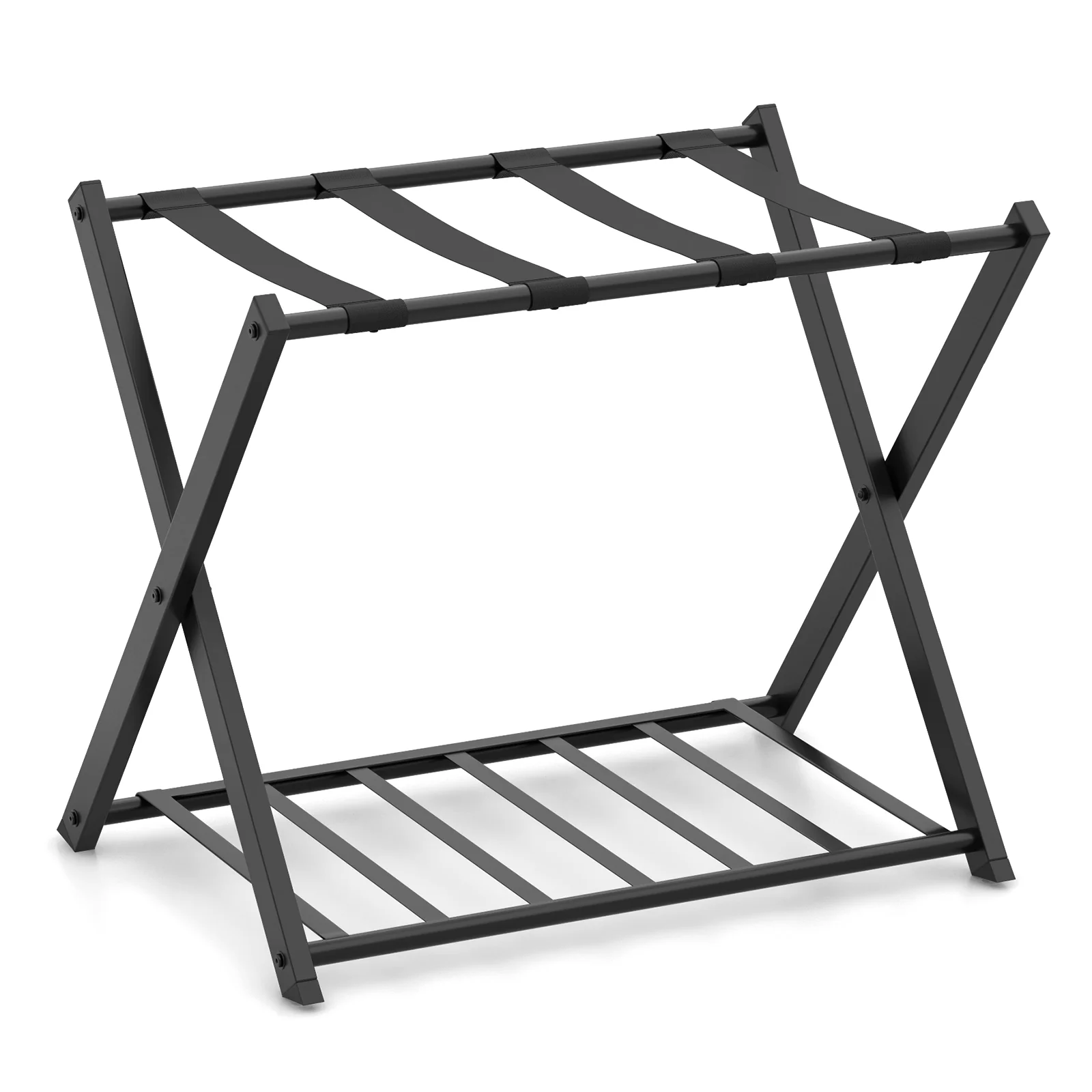 Folding Metal Luggage Rack Suitcase Set, Black - Image 7
