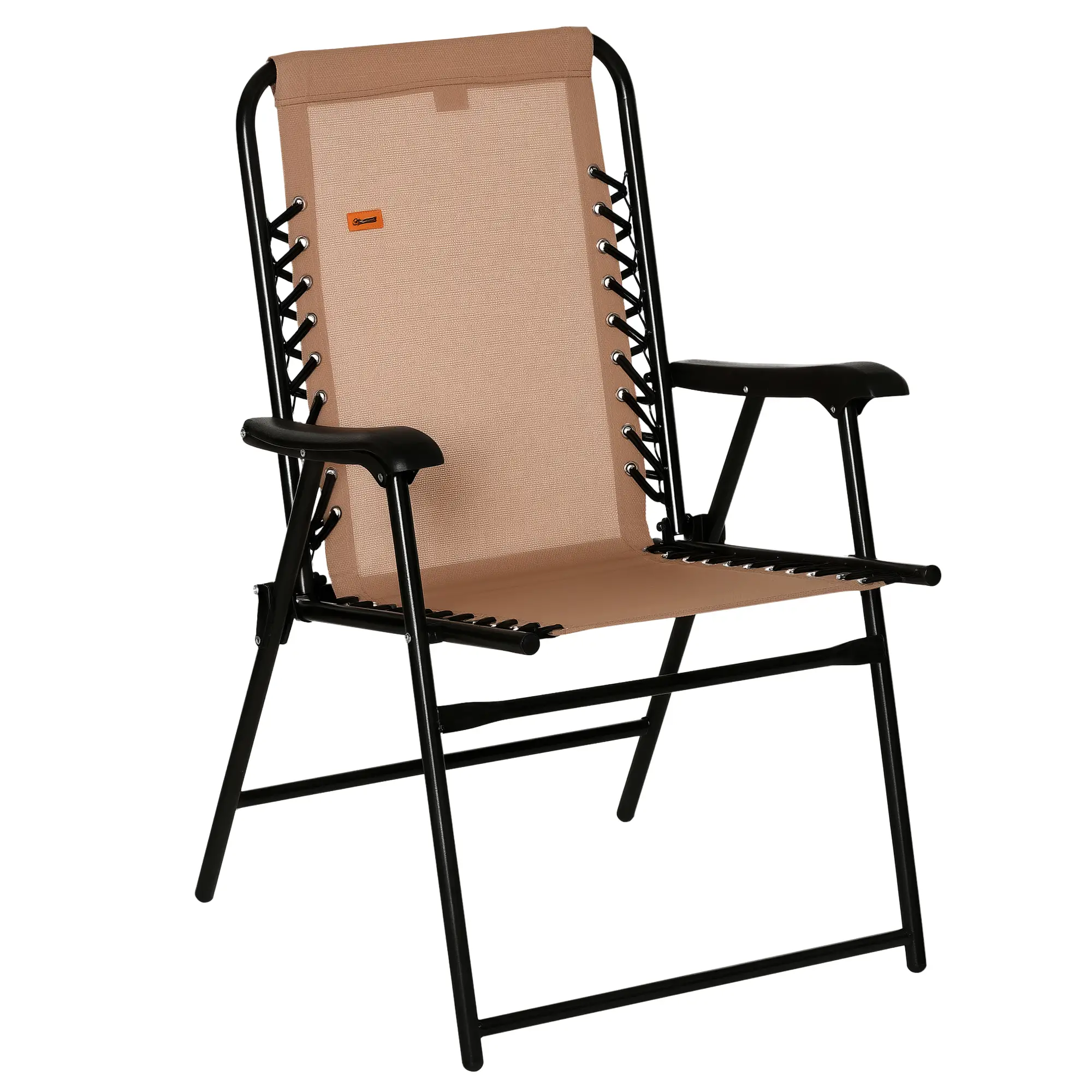 Folding Outdoor Chair, Bungee Sling Patio Dining, 1-Pack, Beige - Image 11
