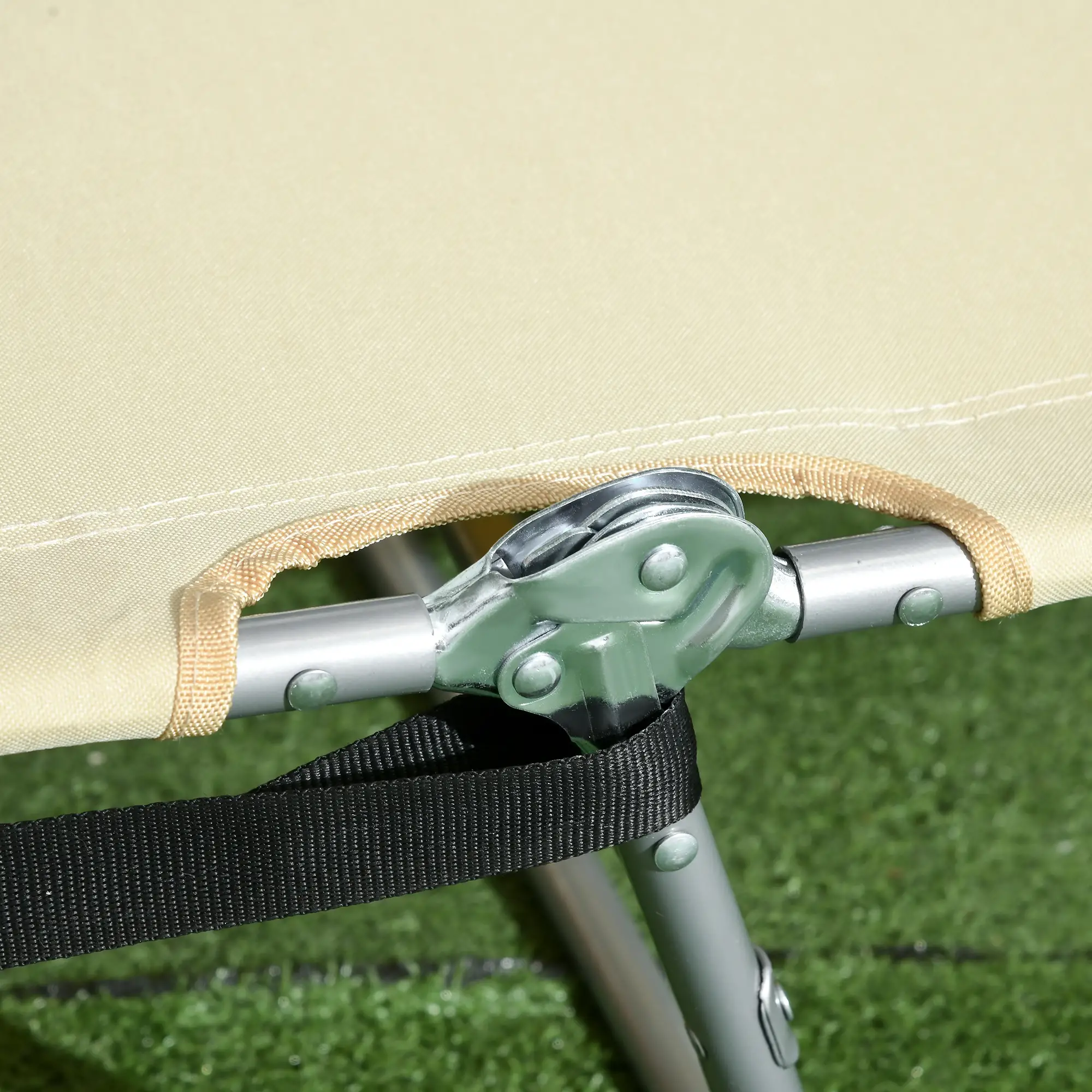 Folding Outdoor Lounge Chair, 5-Level Tanning Chair, Beige - Image 10