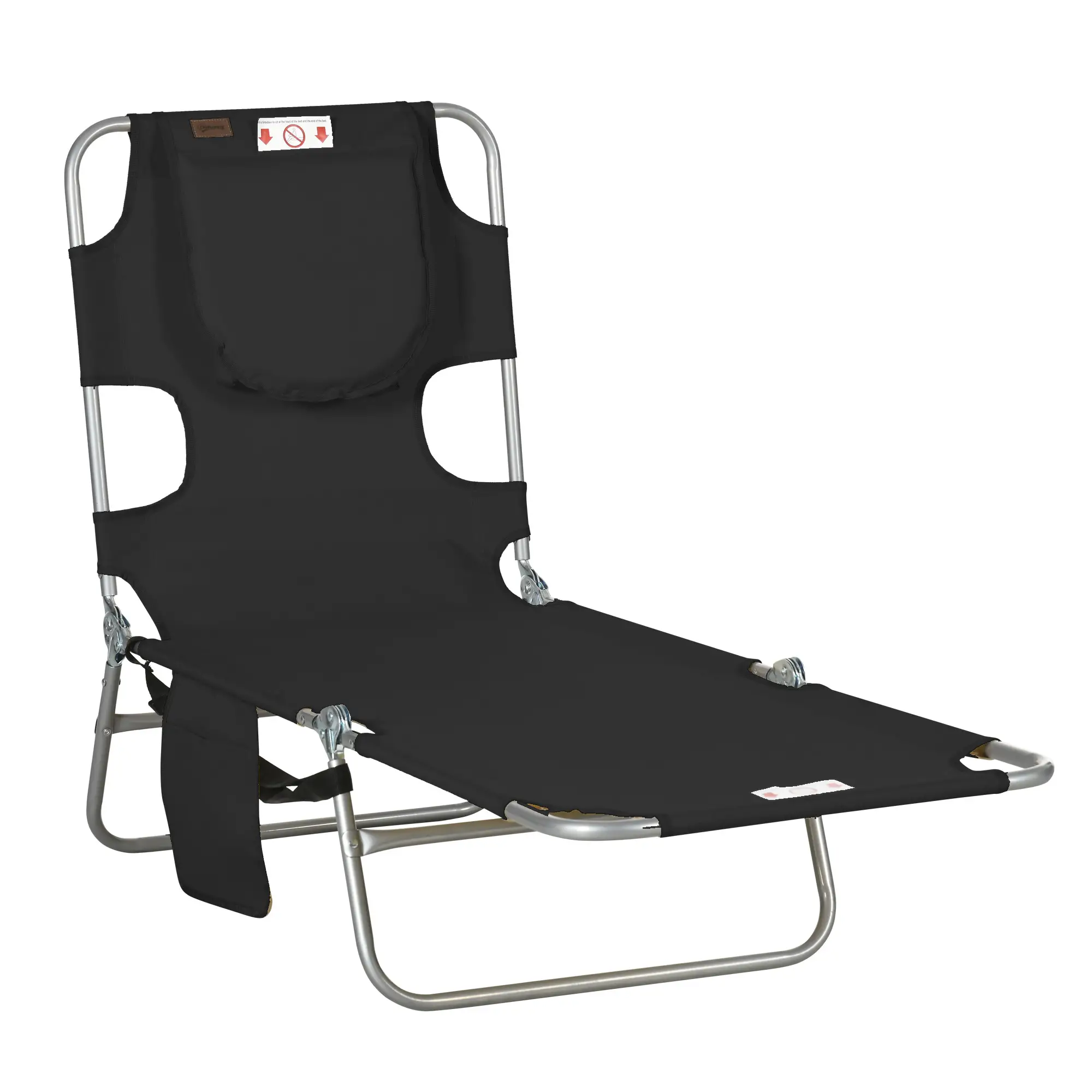 Folding Outdoor Lounge Chair, 5-Level Tanning Chair, Black