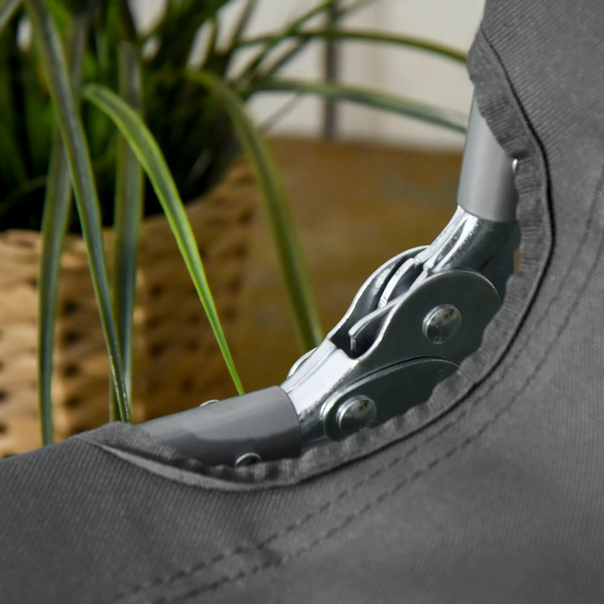 Folding Outdoor Lounge Chair, Reclining Beach Lounger, Breathable Mesh, Grey - Image 7