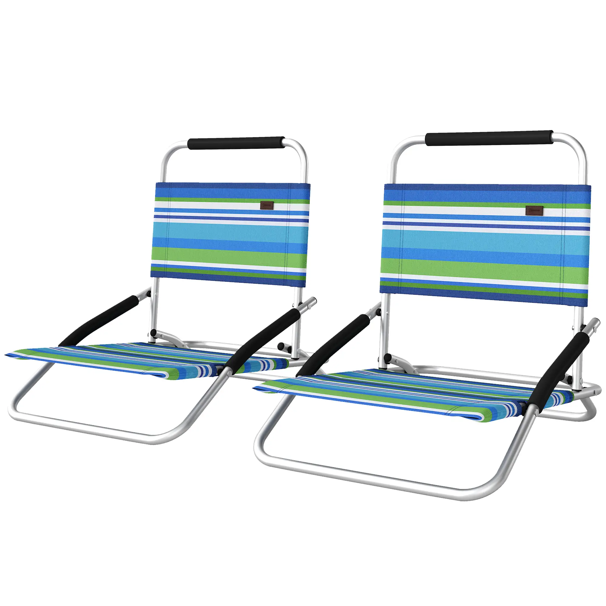 Folding Outdoor Recliner Lounge Chair Set, 2 Pack, Hidden Pocket