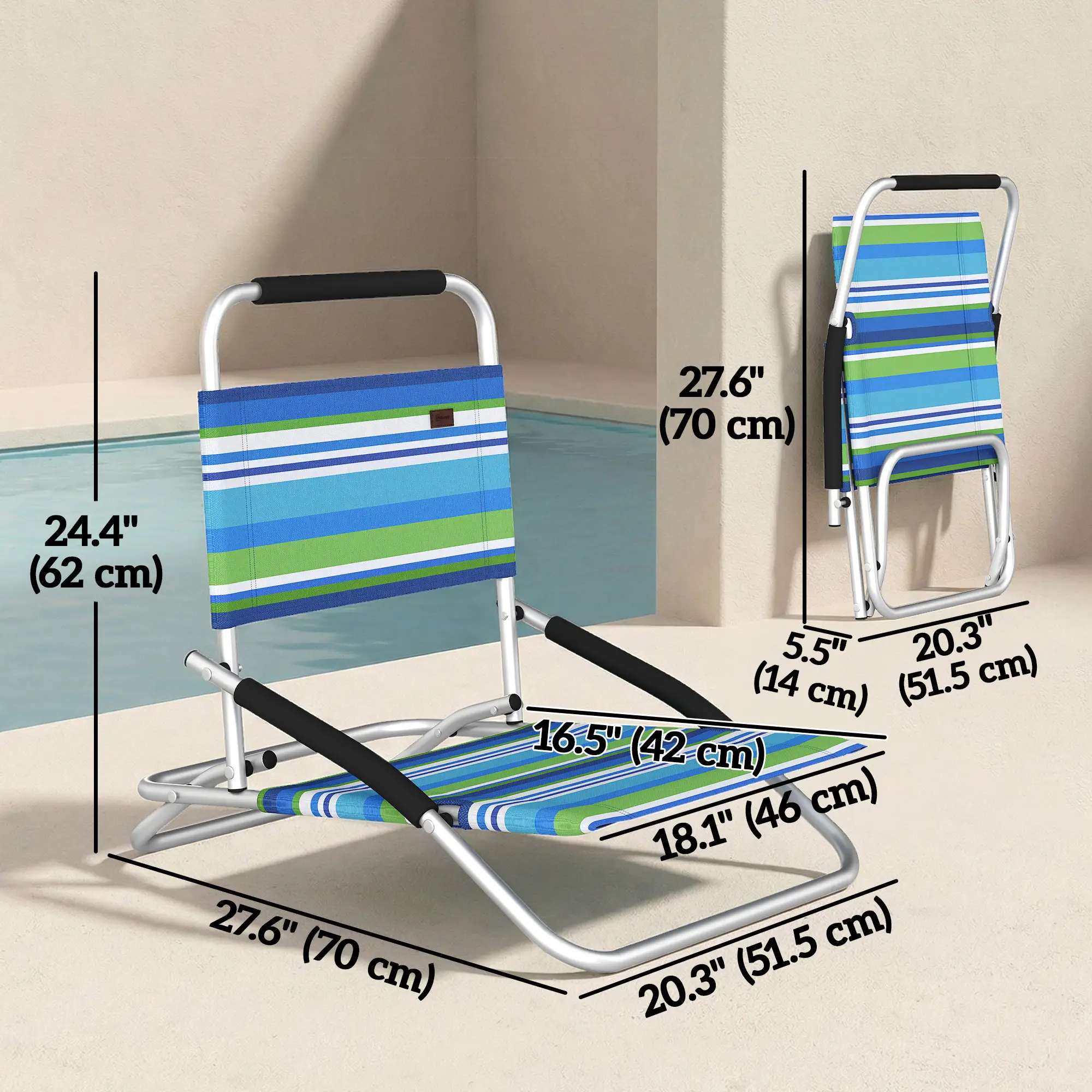 Folding Outdoor Recliner Lounge Chair Set, 2 Pack, Hidden Pocket - Image 3