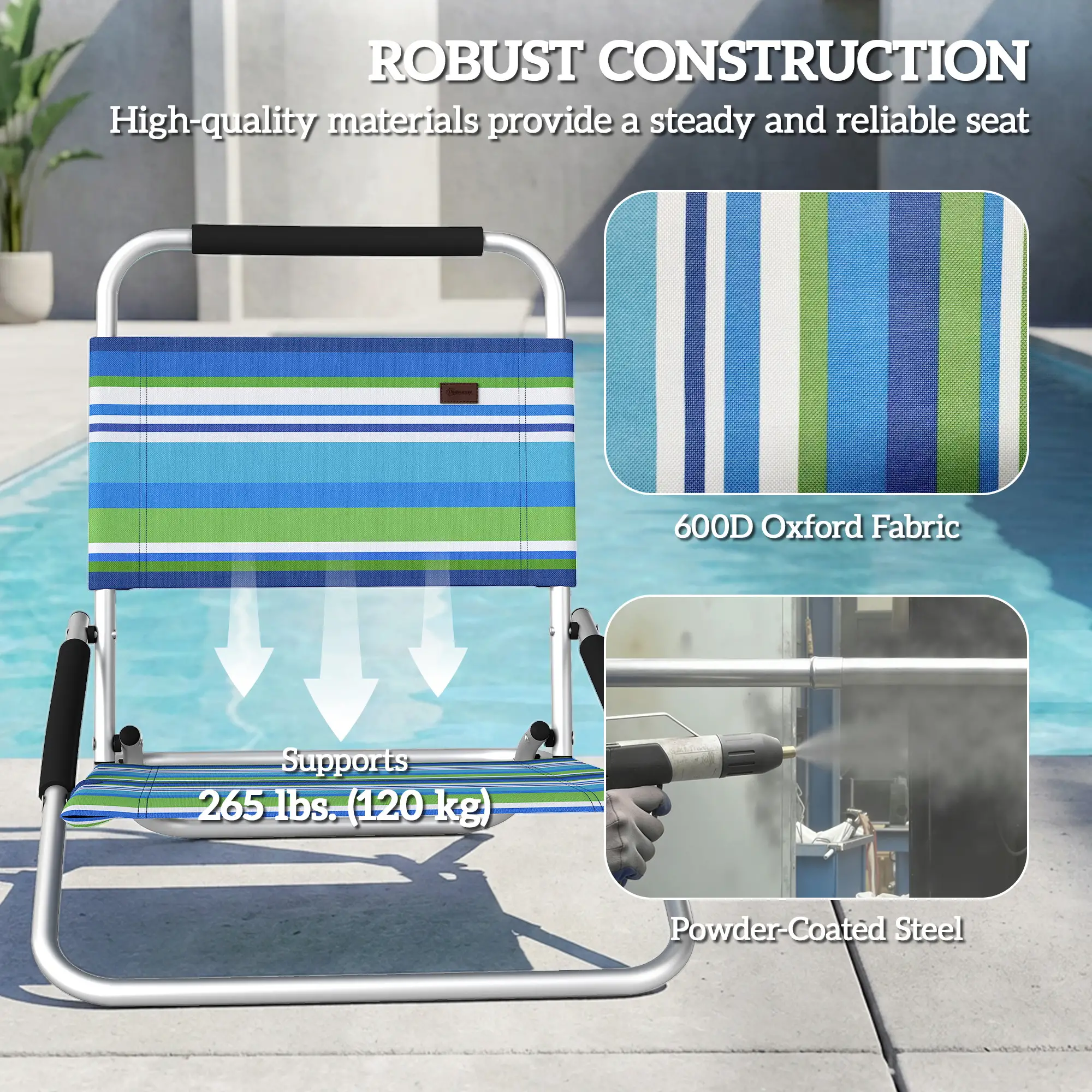Folding Outdoor Recliner Lounge Chair Set, 2 Pack, Hidden Pocket - Image 7