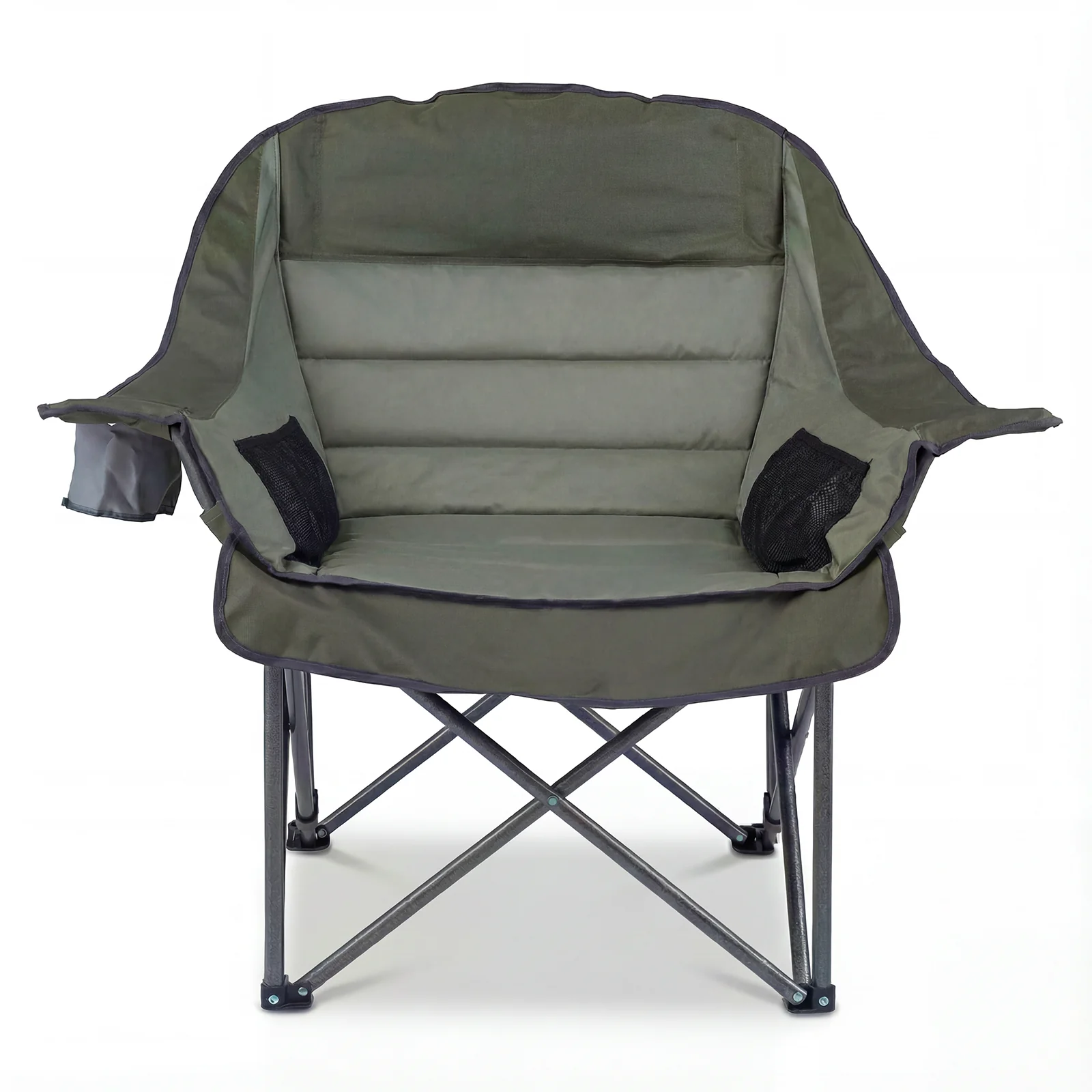 Folding Oversized Camping Chair, Side Pockets, Cup Holder, Green - Image 4