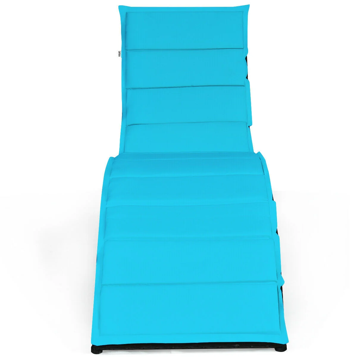 Folding Patio Rattan Lounge Chair With Cushion, Turquoise - Image 9