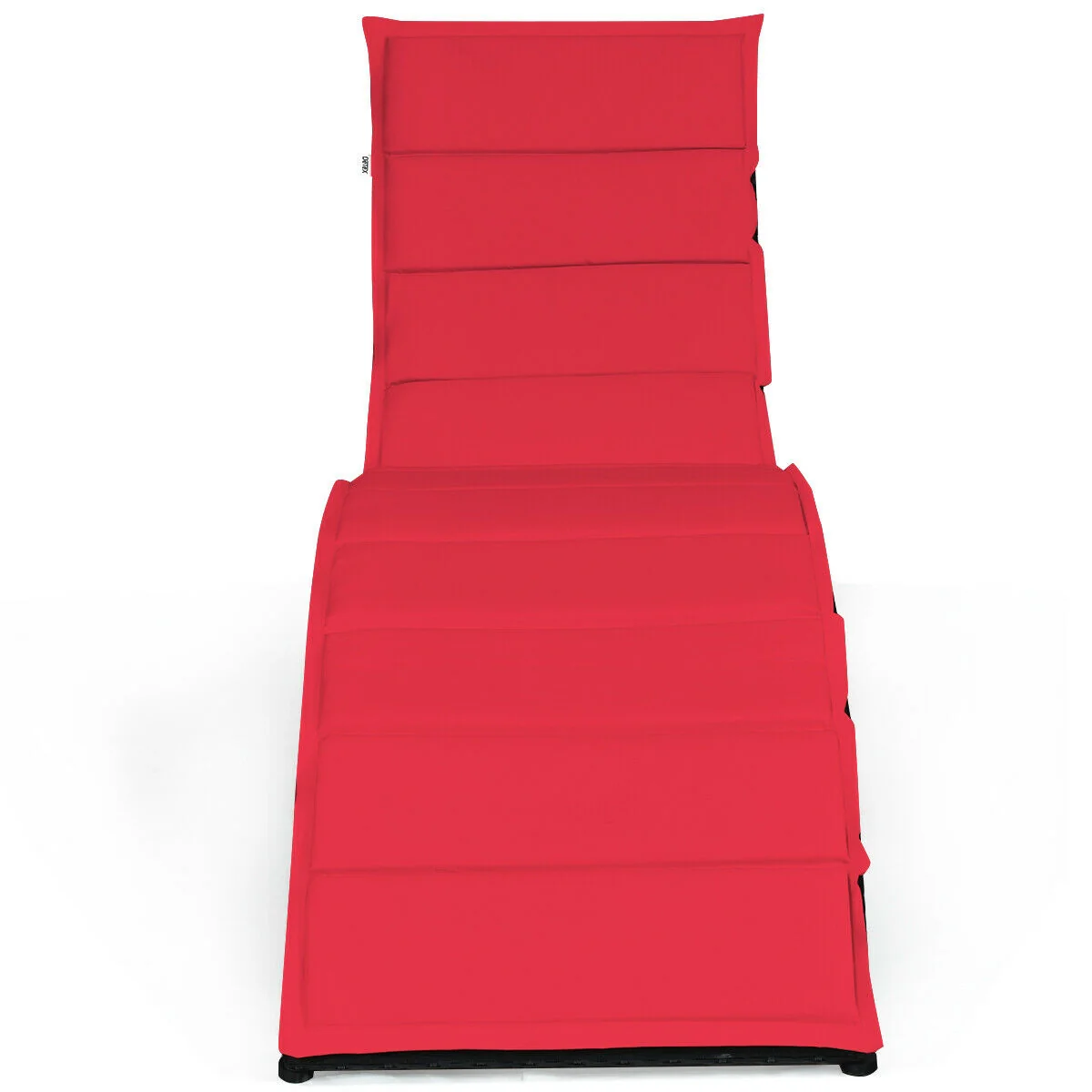 Folding Rattan Lounge Chair With Cushion, Red - Image 9