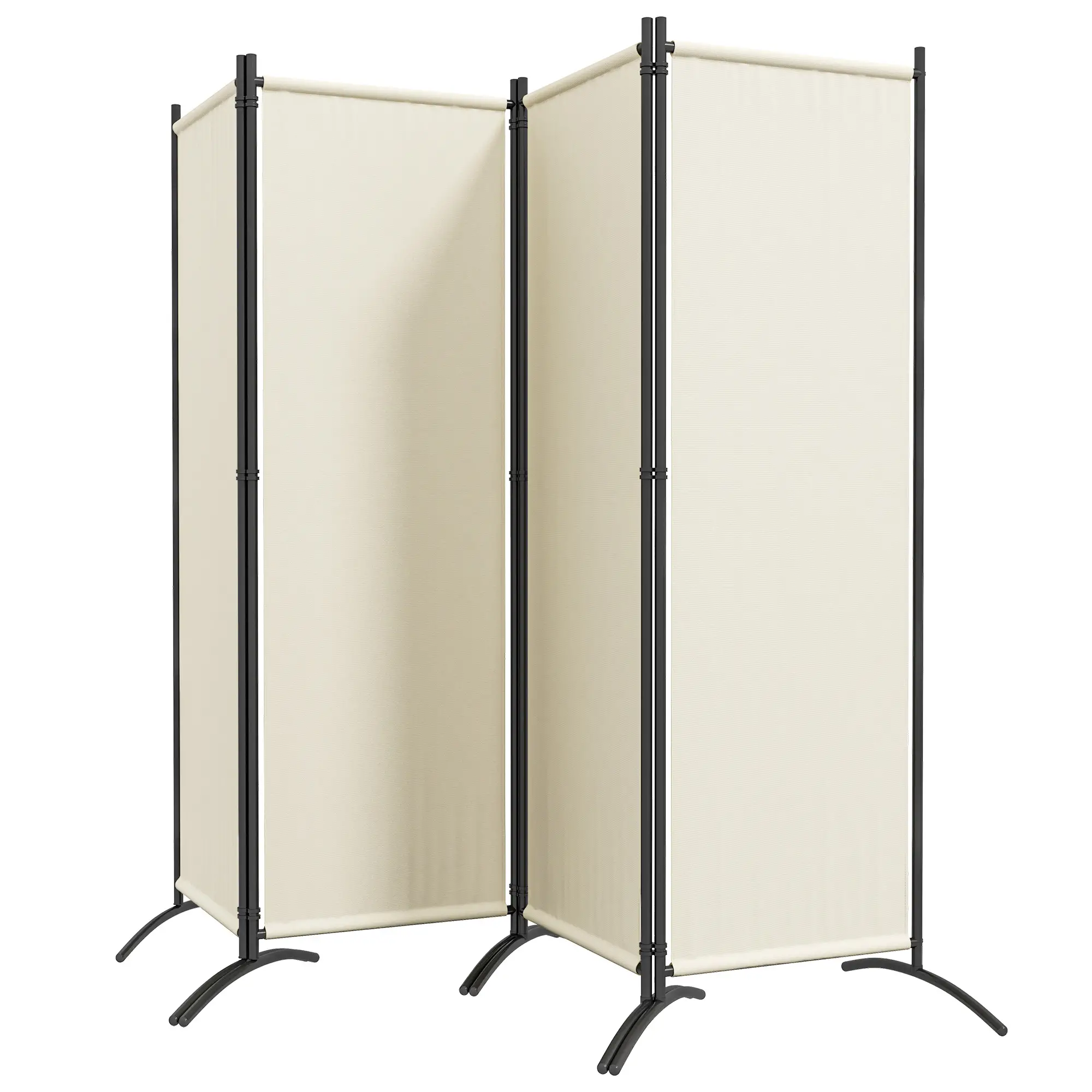 Folding Room Divider, Privacy Screen, 5.6FT Tall, Cream White