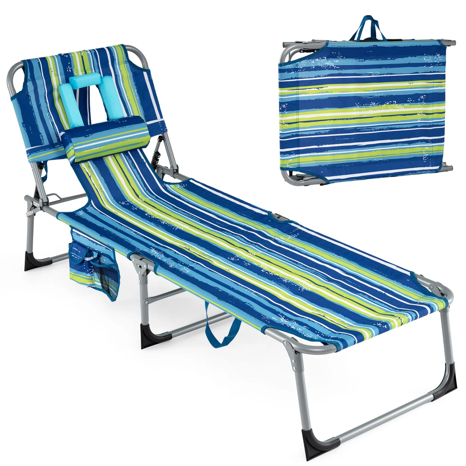 Folding Tanning Chair, Face Arm Holes, Multicolor