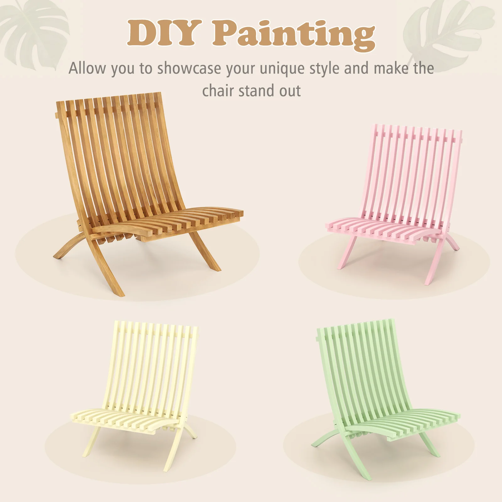 Folding Teak Wood Outdoor Lounge Chair, Slatted Seat And Backrest - Image 10