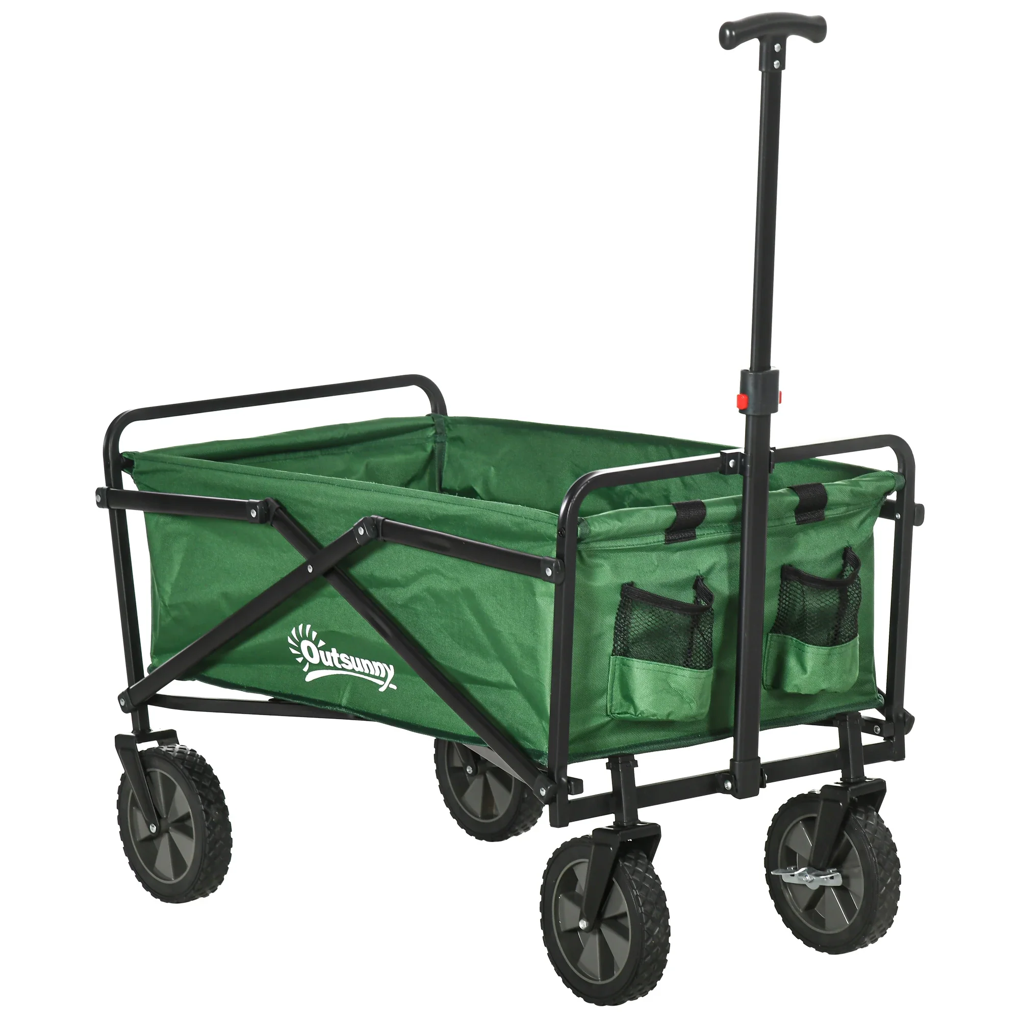 Folding Wagon Cart, Heavy Duty Outdoor Utility, Collapsible Garden Trolley, Steel Frame, Oxford Fabric